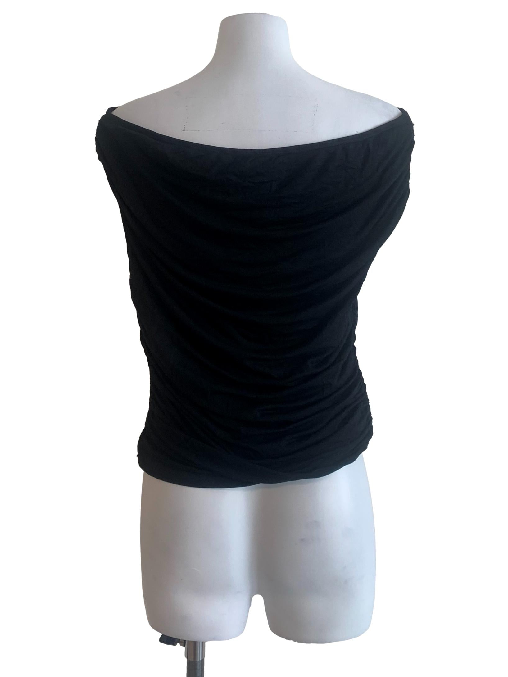 Black Sabrina Neck Top