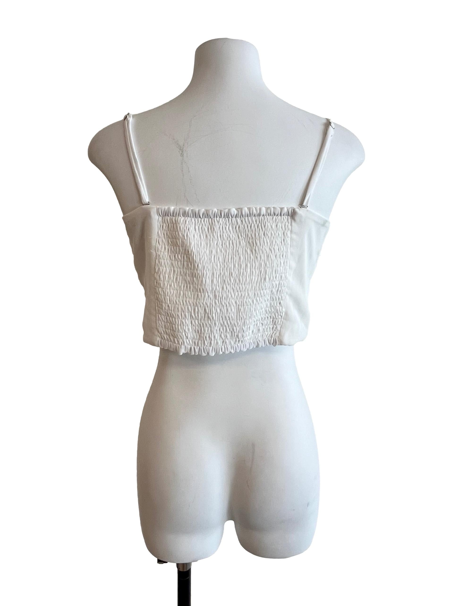 Off White Rose Detail Sleeveless Top