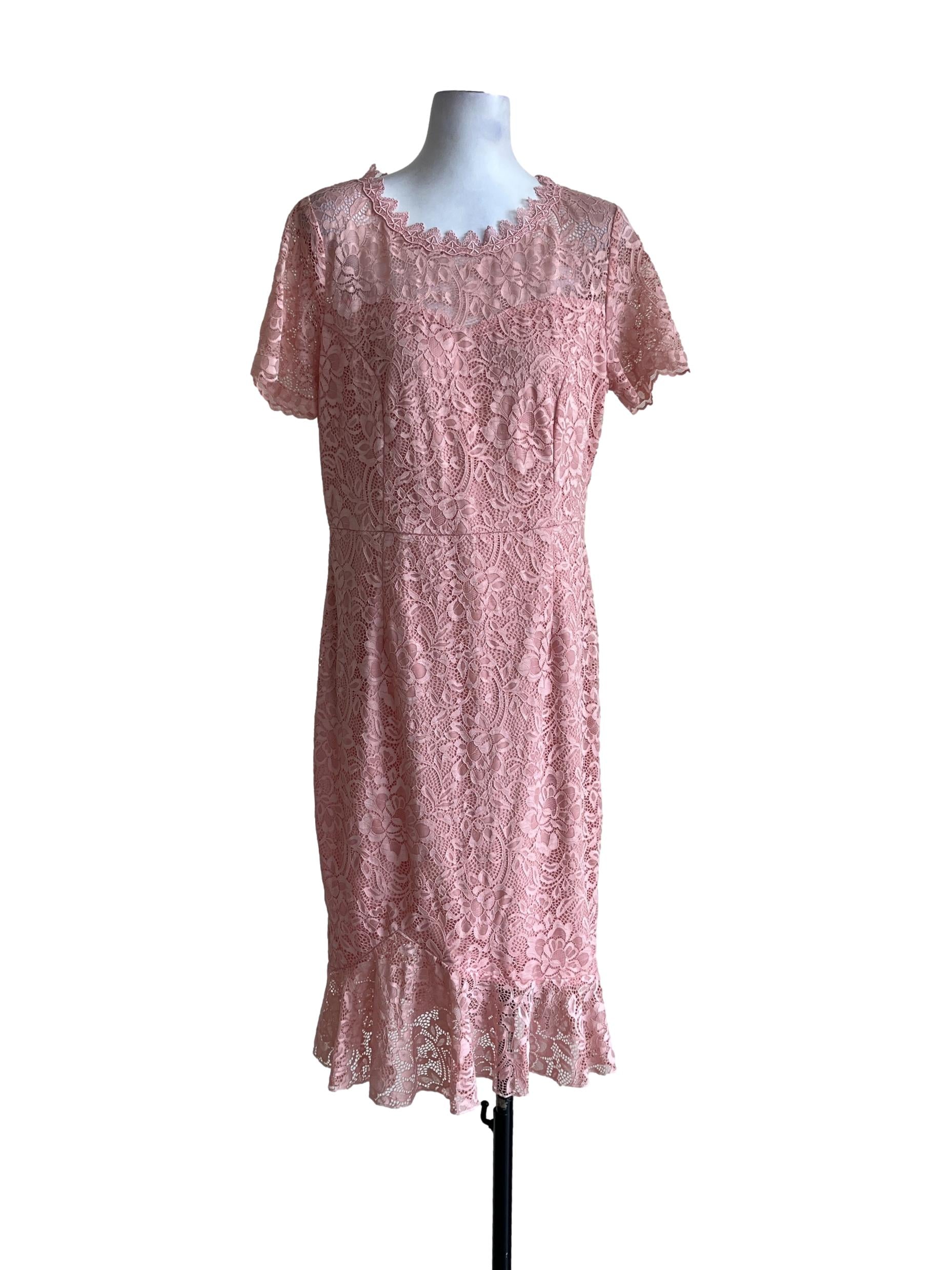 Peach Pink Lace Dress