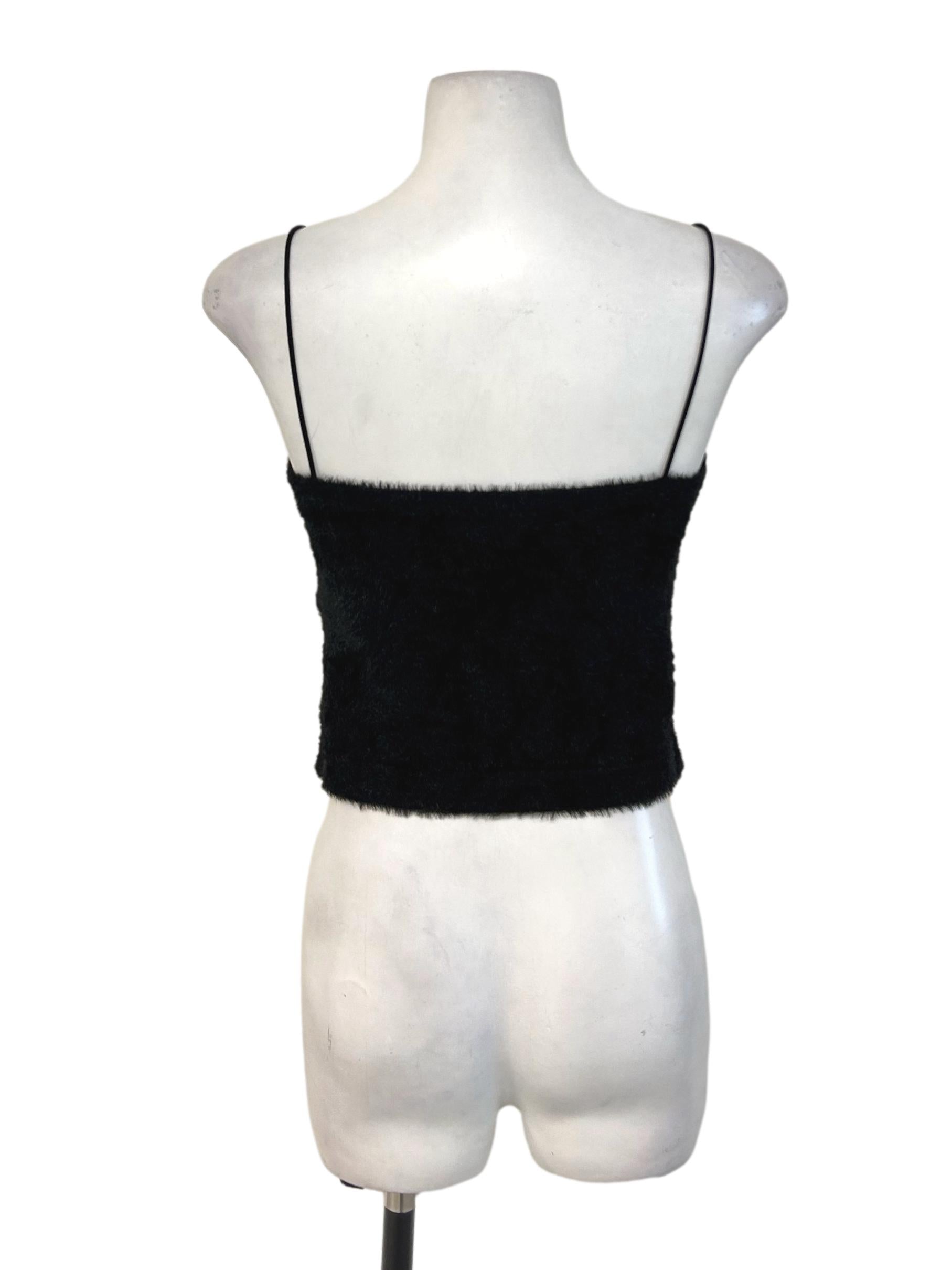 Jade Black Fuzzy Cami Top