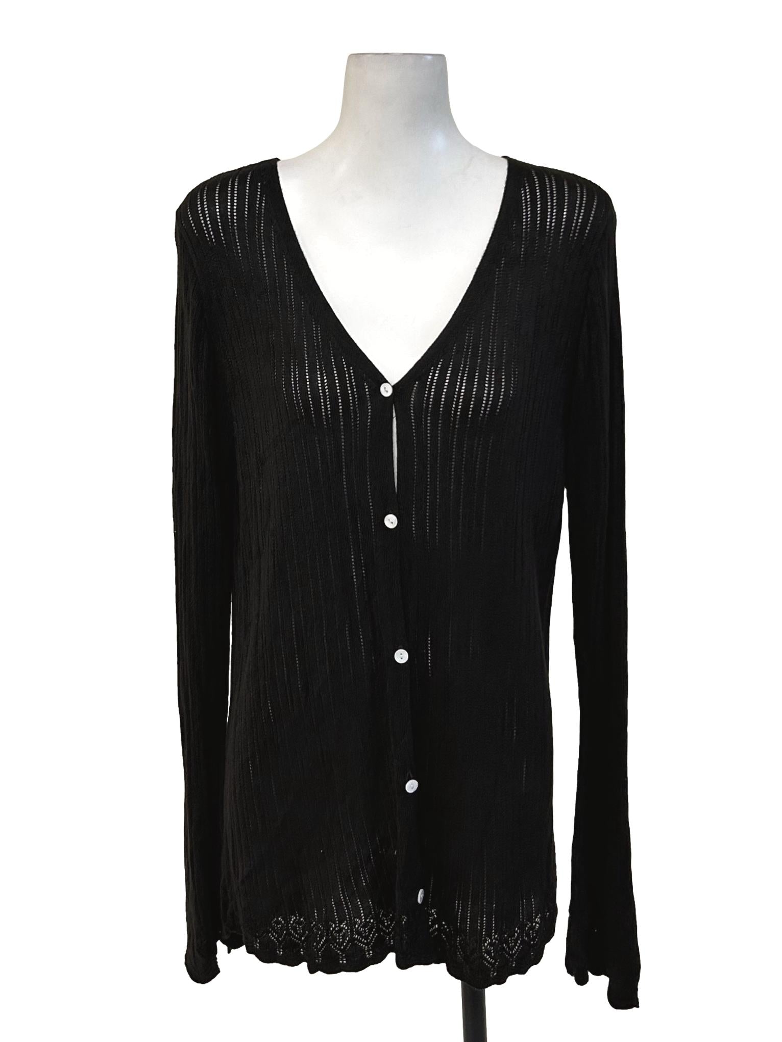 Ony Black Ribbed Cardigan