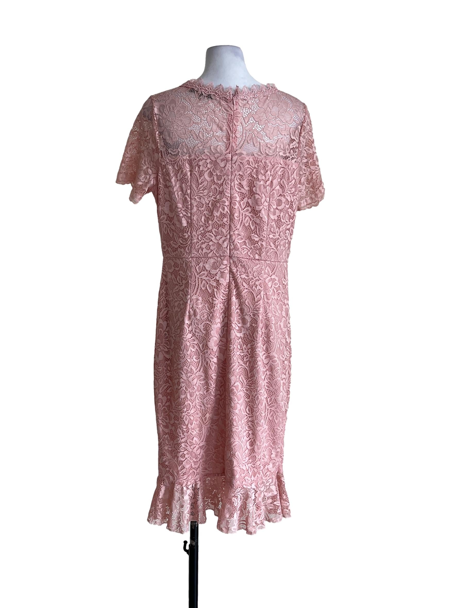 Peach Pink Lace Dress