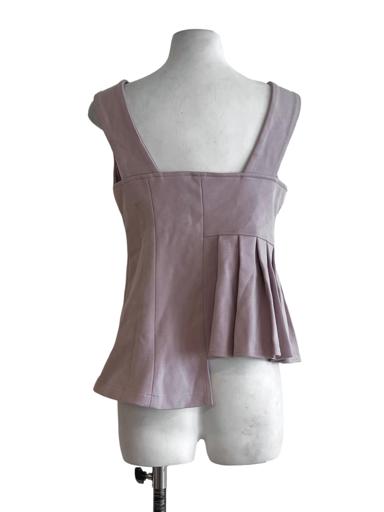Blush Pink Square Neckline Sleeveless Top