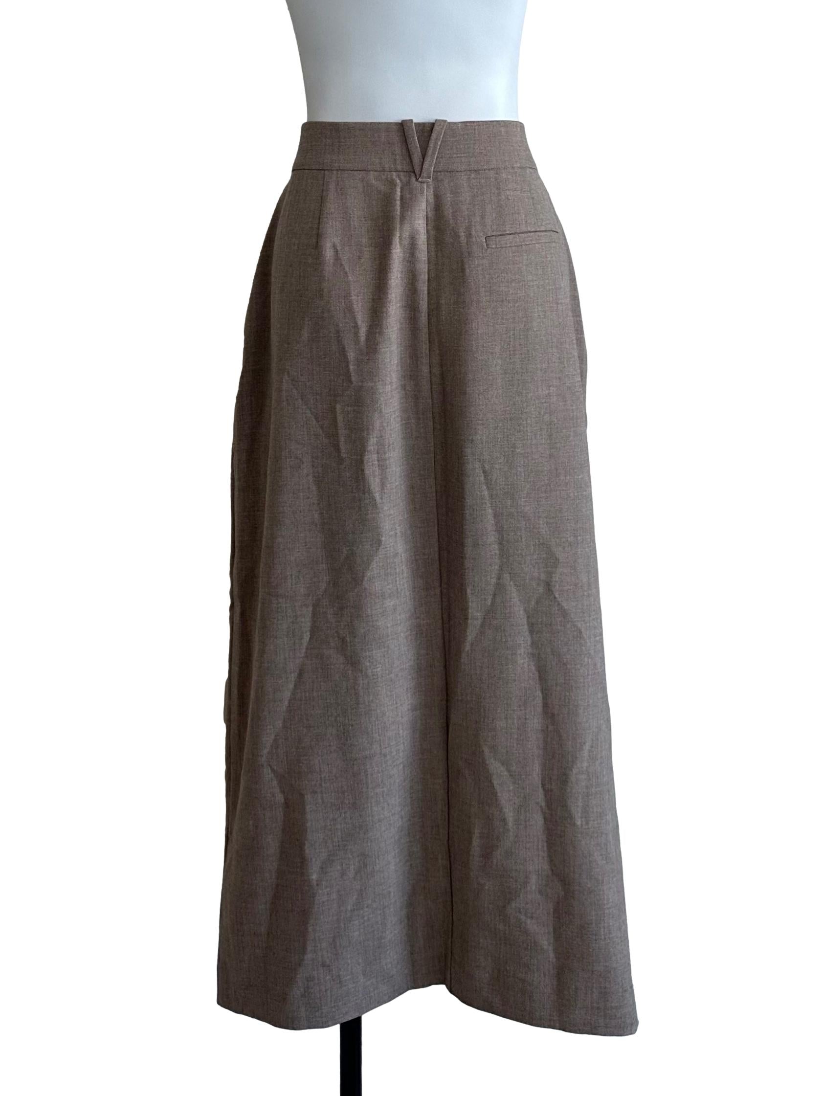Chocolate Brown Casual Slit Skirt