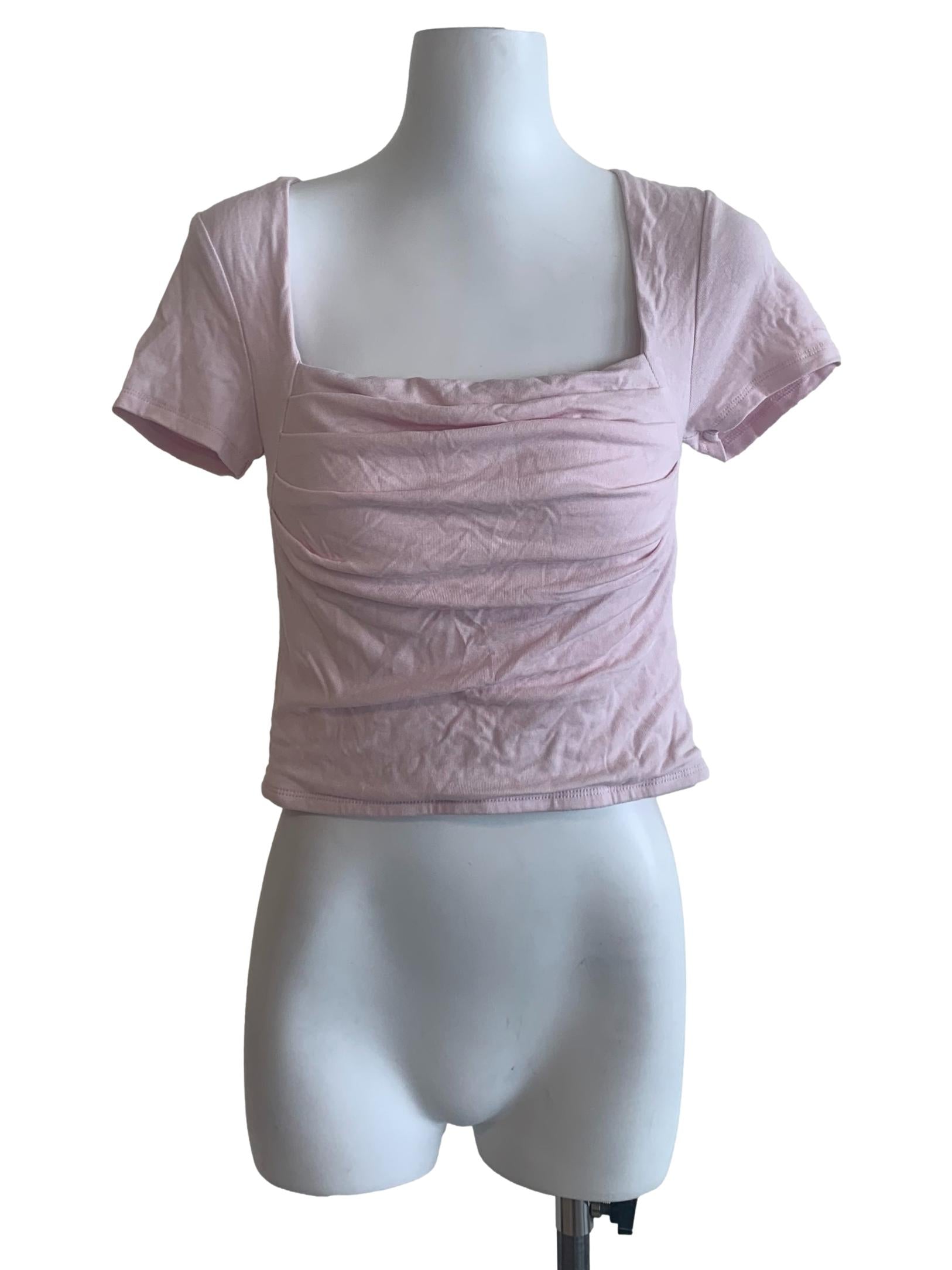 Flamingo Pink Square Neck Top