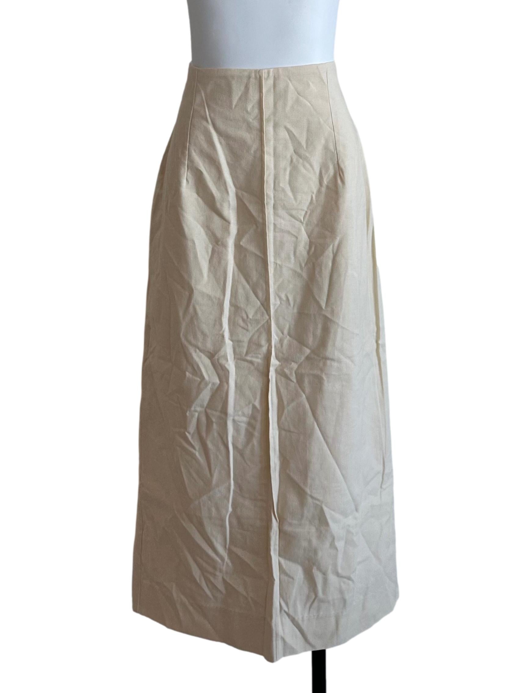 Light Yellow A Line Slit Skirt