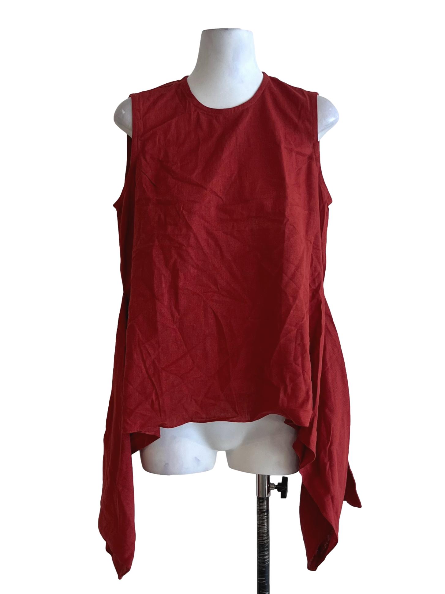 Amber Orange Jewel Neckline Sleeveless Top