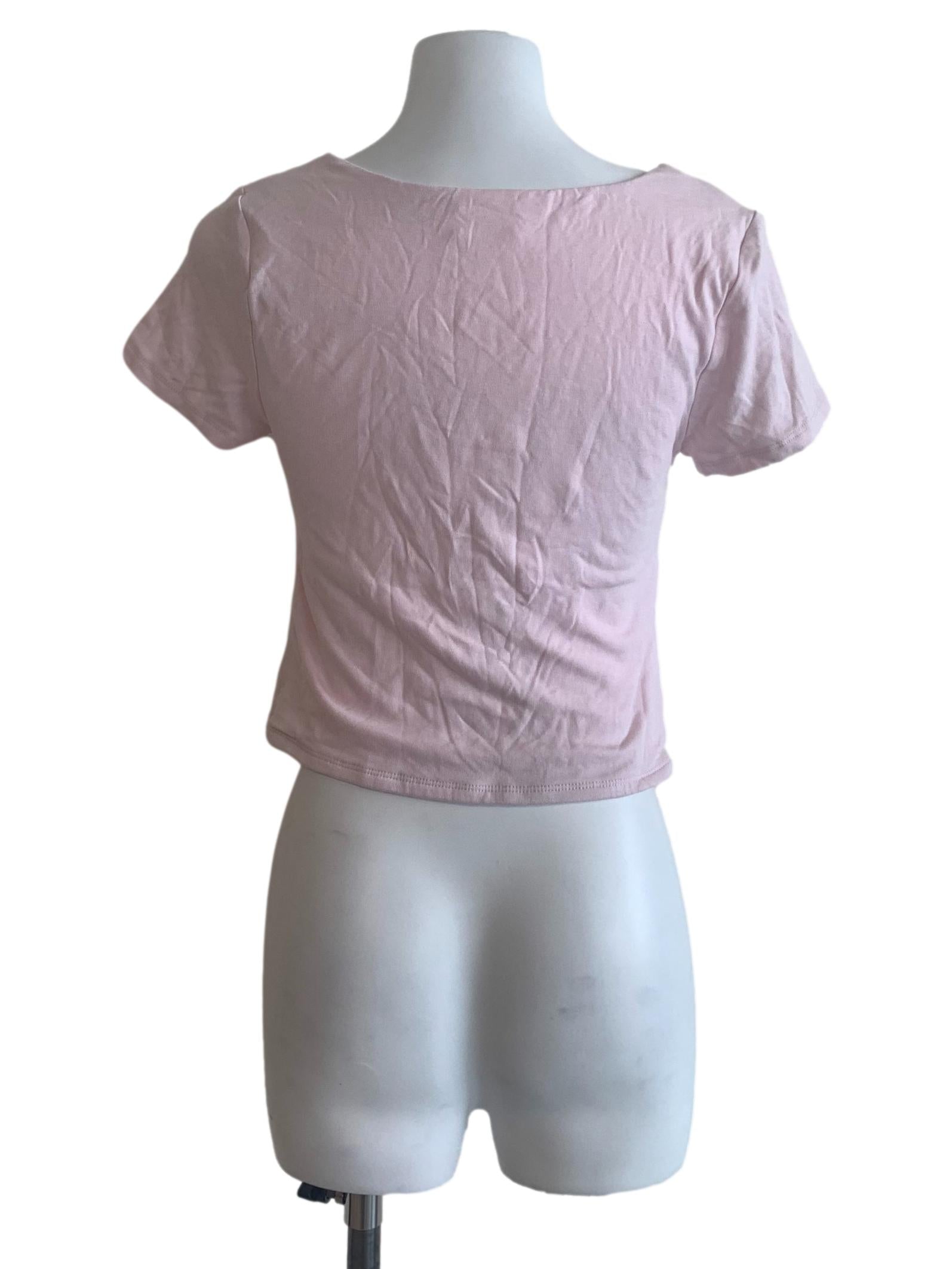 Flamingo Pink Square Neck Top
