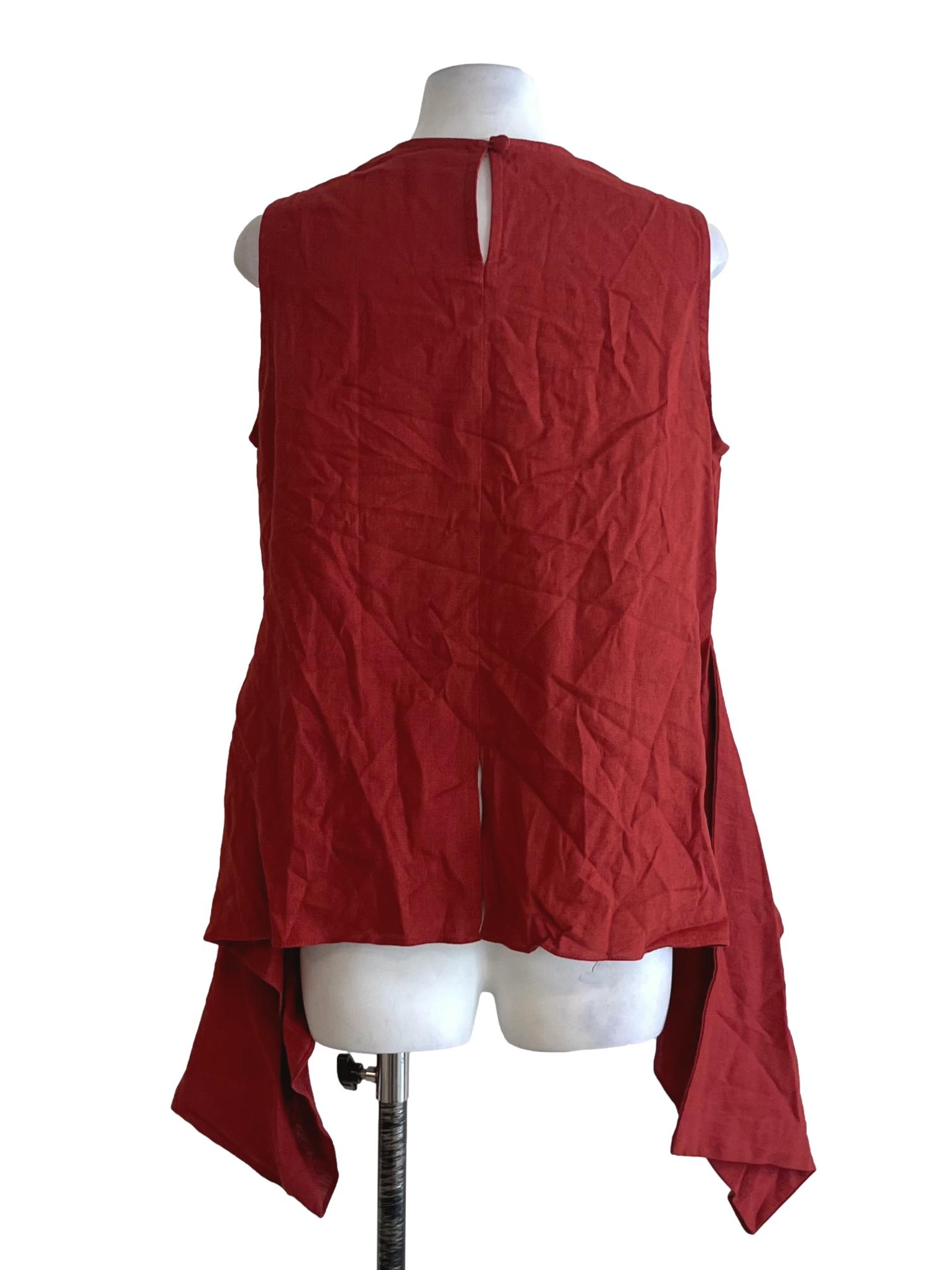 Amber Orange Jewel Neckline Sleeveless Top