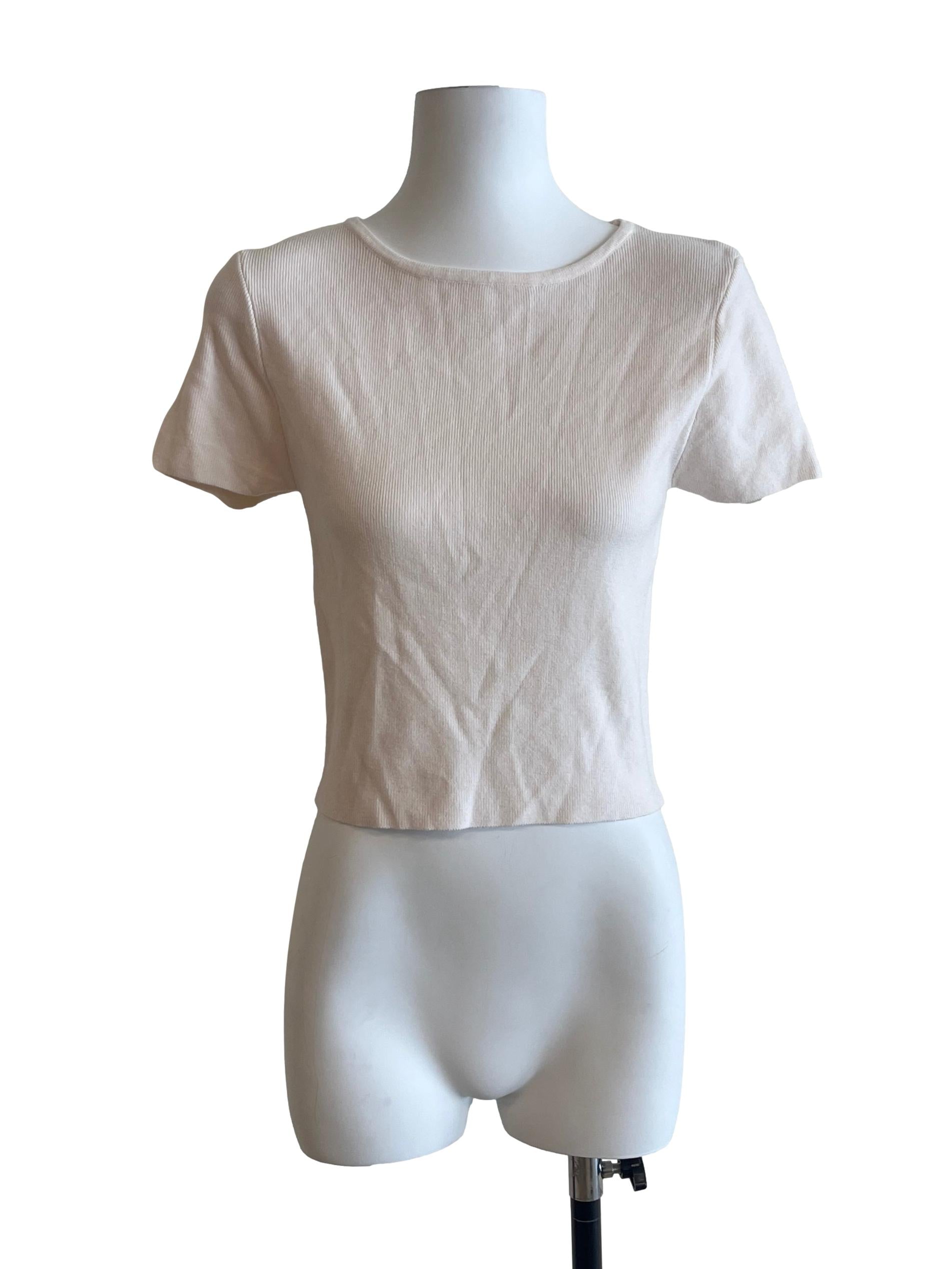 Light Beige Ribbed Crop Top