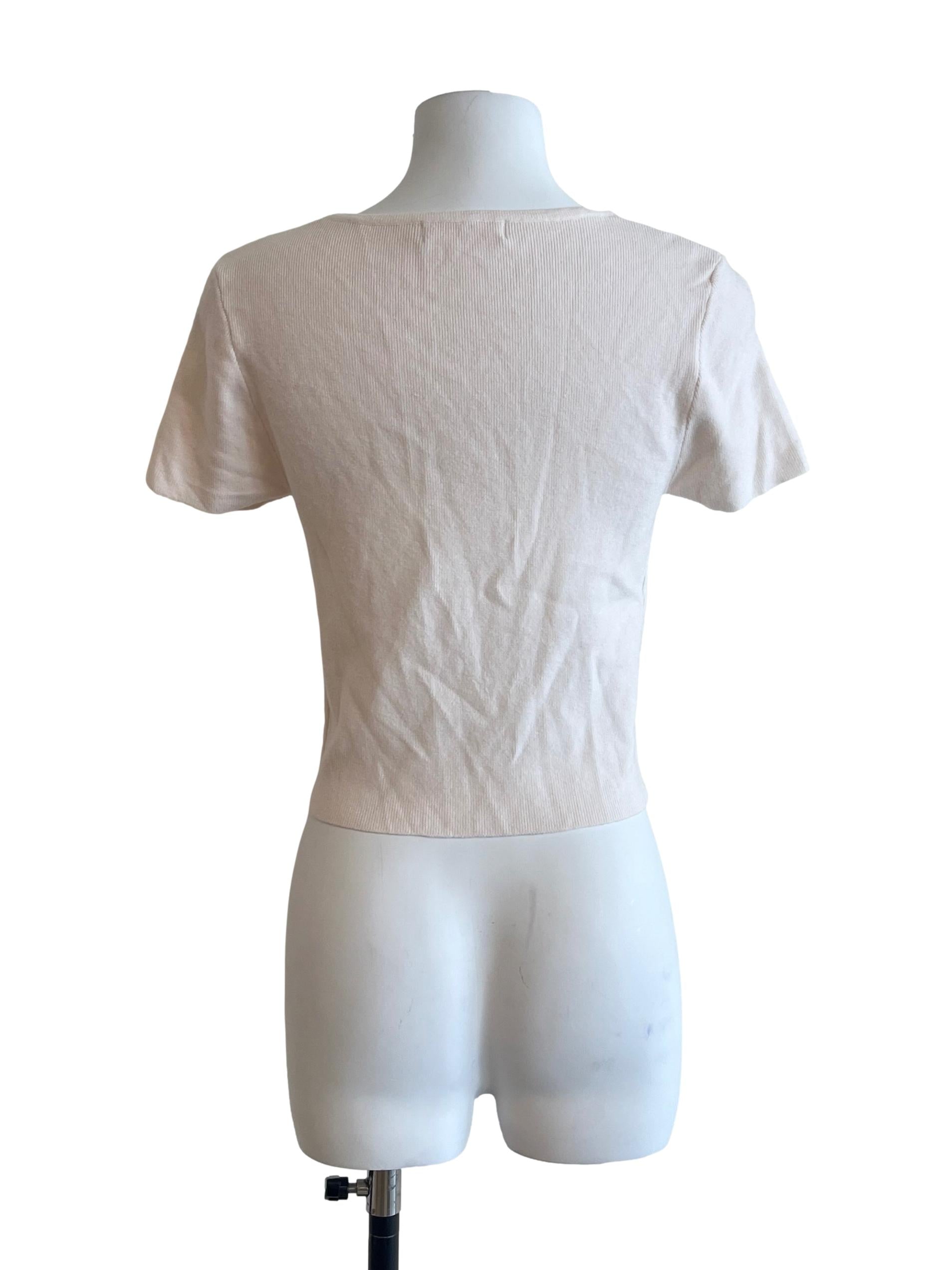 Light Beige Ribbed Crop Top
