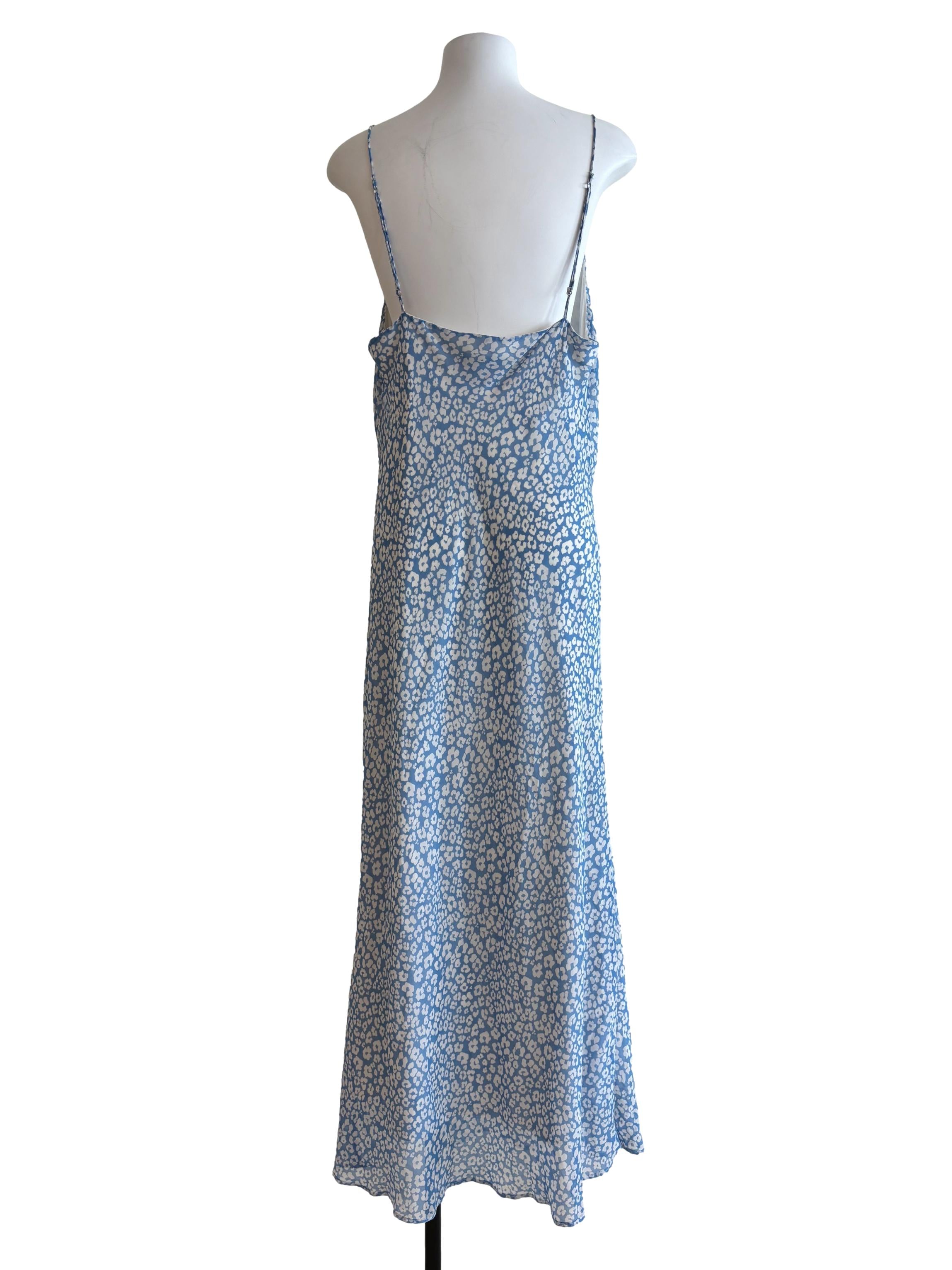 Sky Blue Floral Cowl Slip Dress