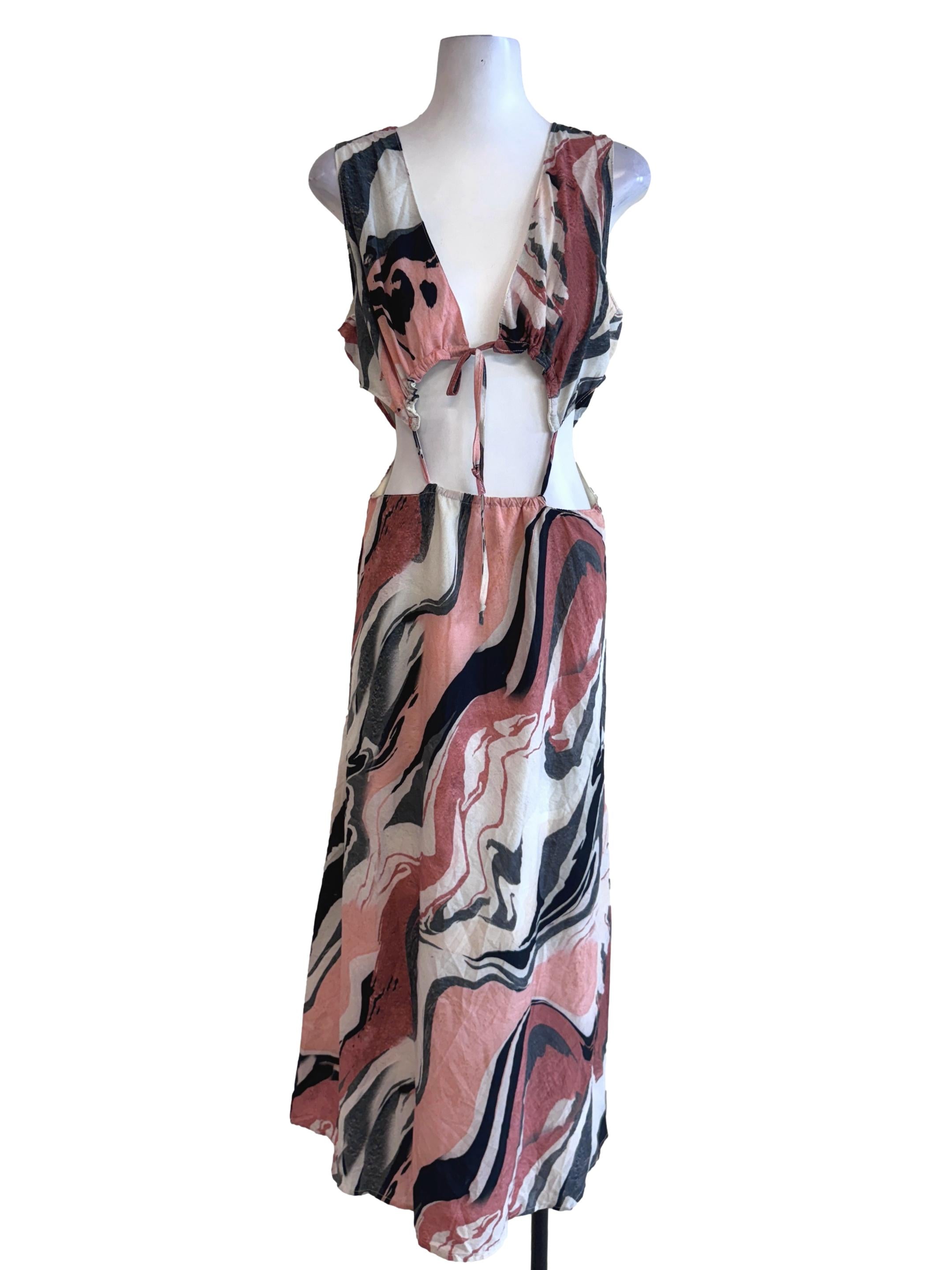 Multicolor Abstract Patterned Dress