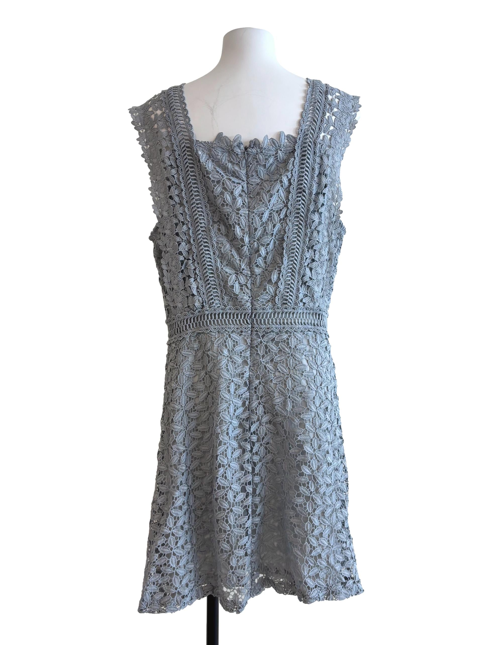 Chrome Grey Square Neck Lace Dress