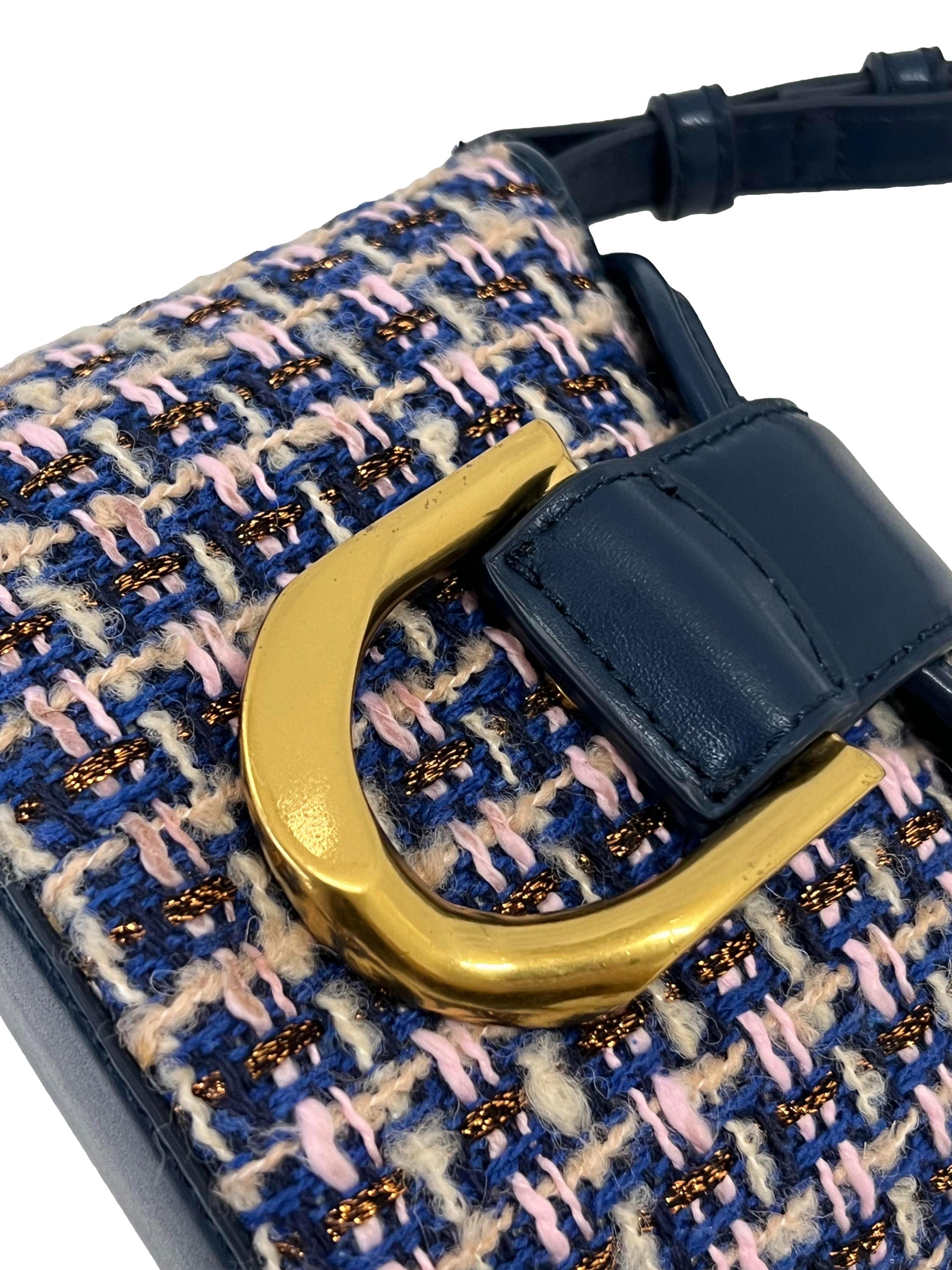 Blue Gabine Tweed Bucket Bag