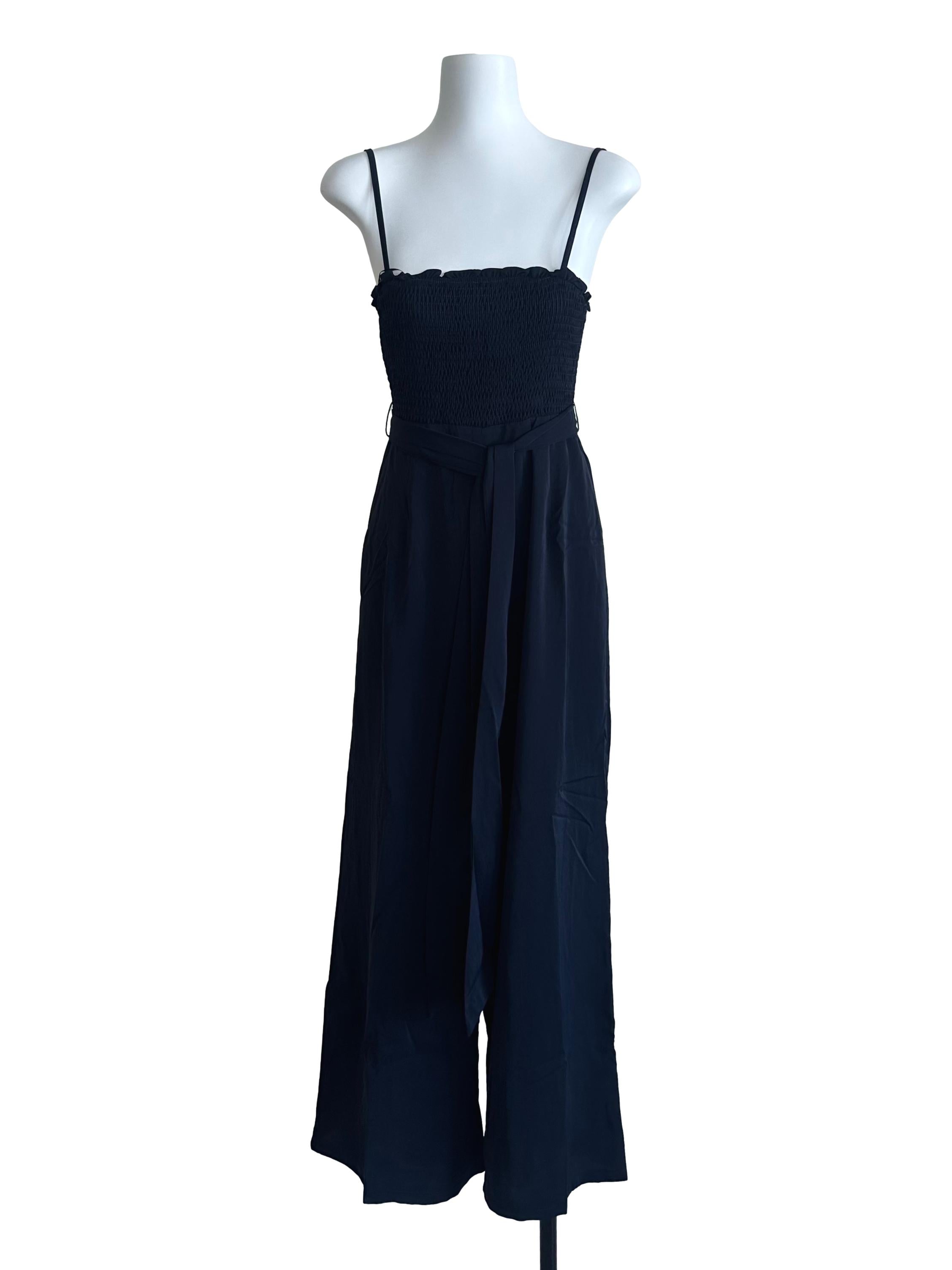 Midnight Blue Square Neck Ruched Jumpsuit