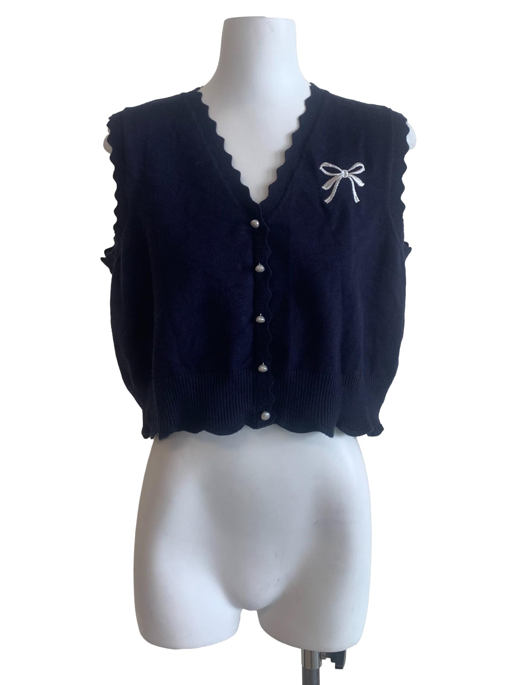 Navy Blue V Neck Vest