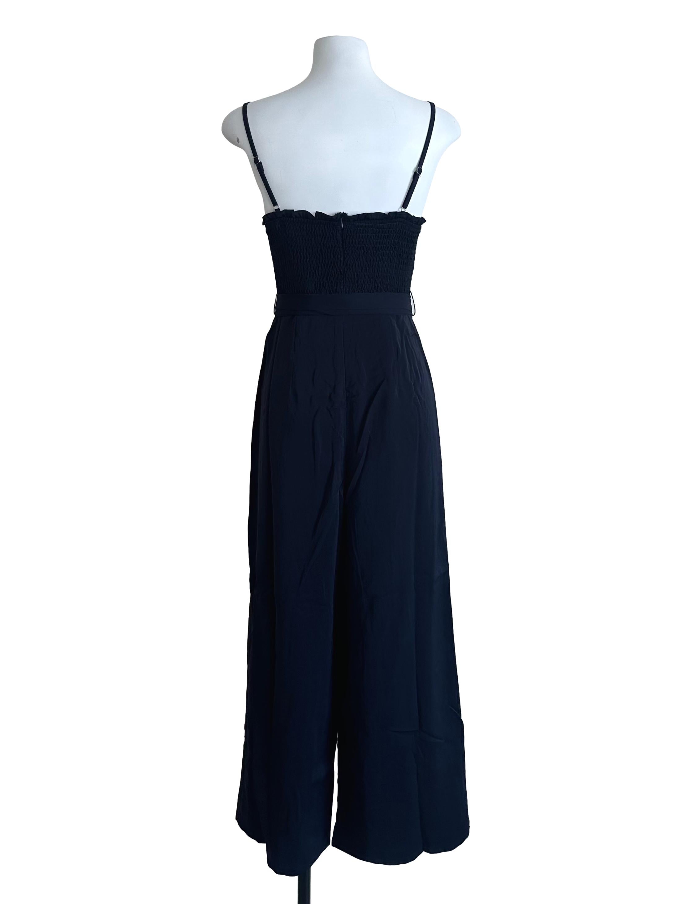 Midnight Blue Square Neck Ruched Jumpsuit