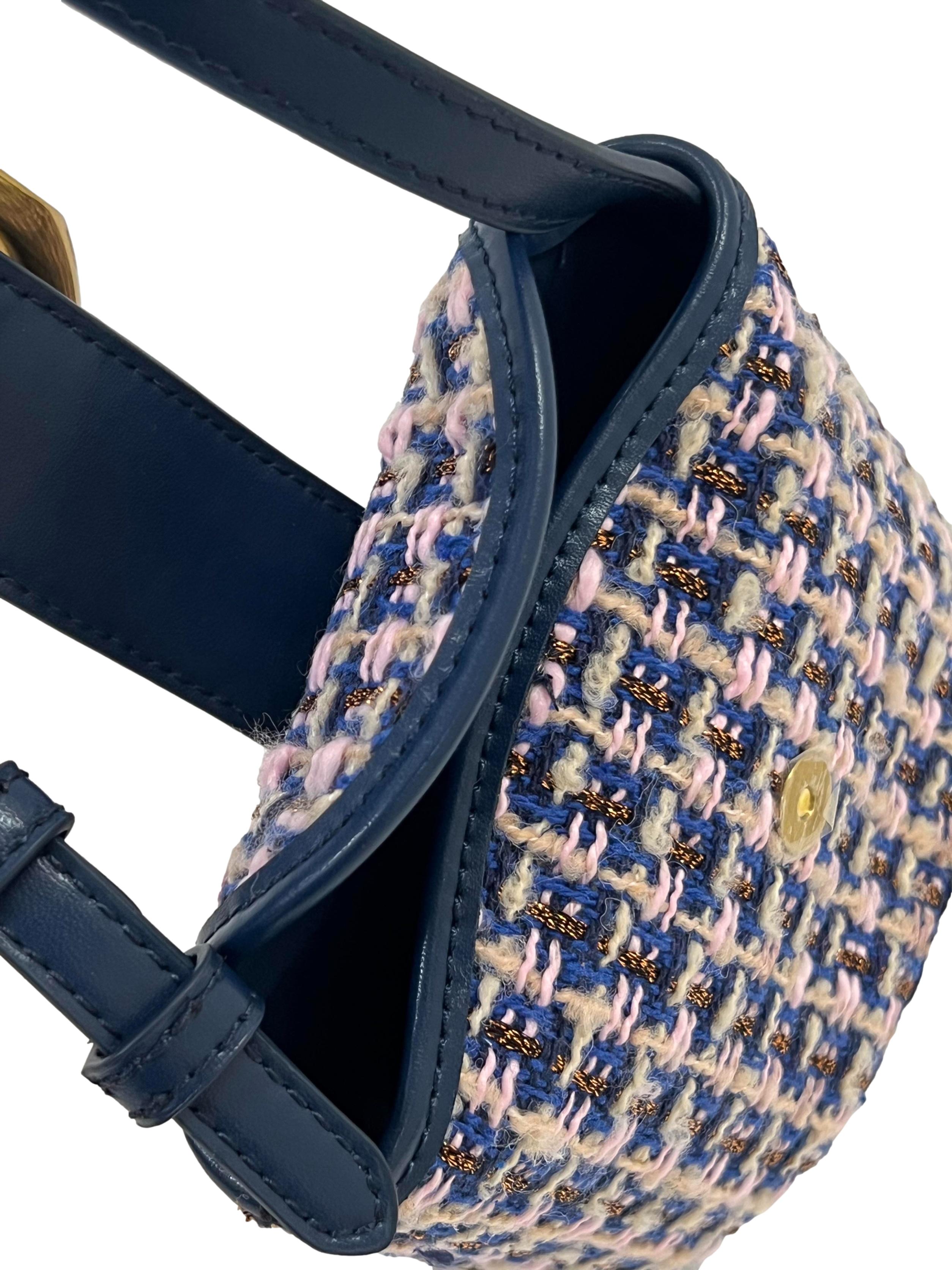 Blue Gabine Tweed Bucket Bag