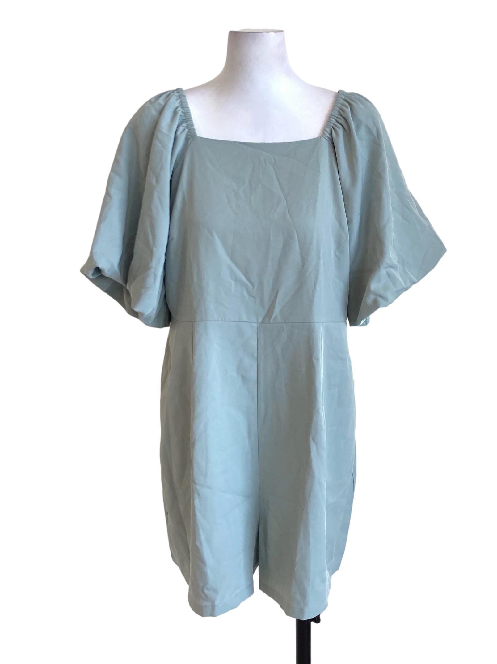 Sage Green Puffed Sleeved Romper