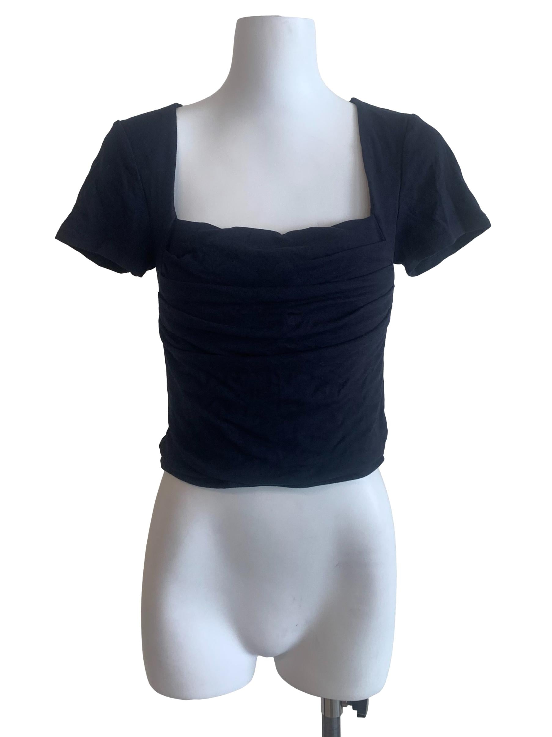 Navy Blue Square Neck Top