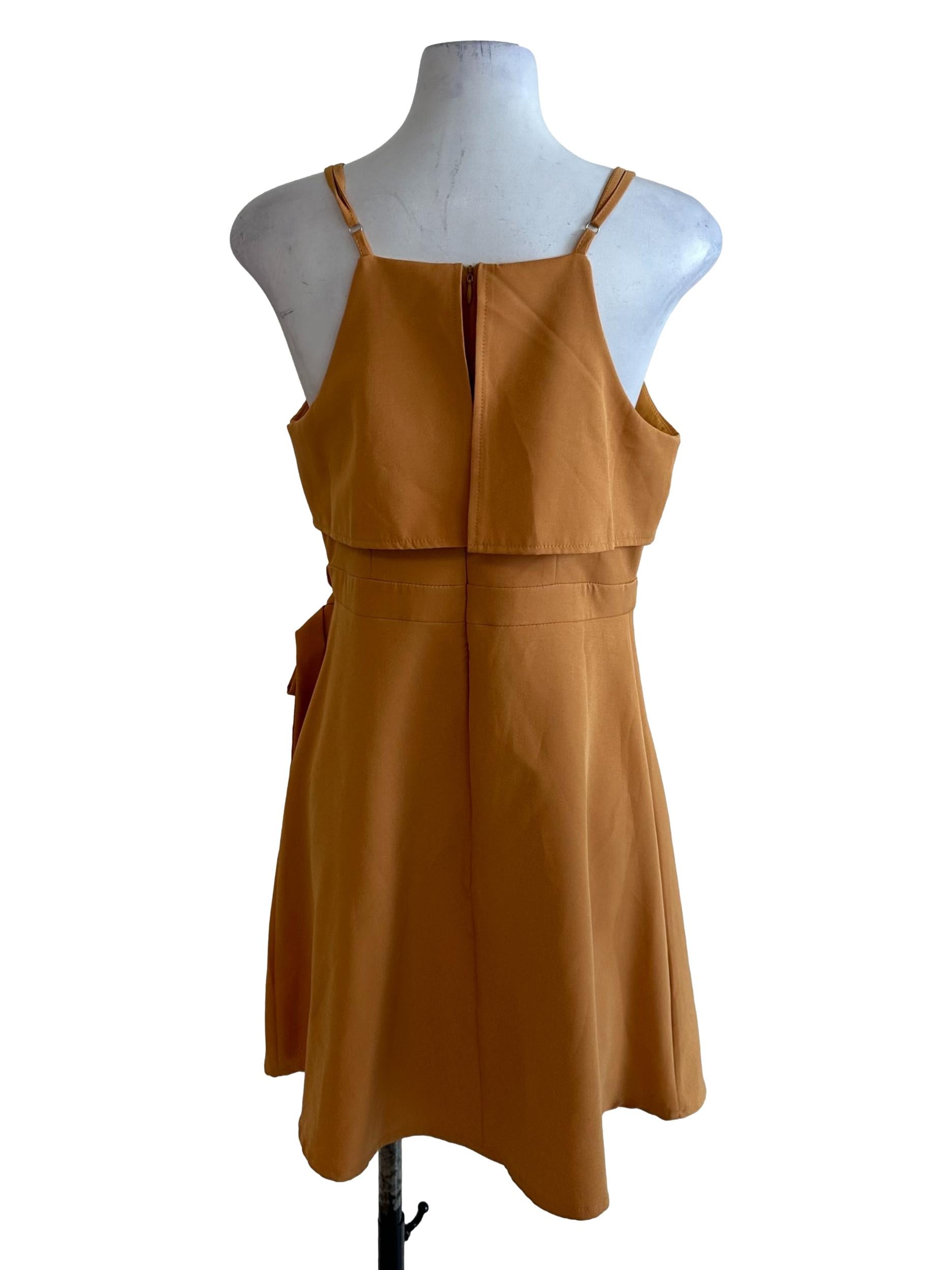 Mustard Yellow V Neck Wrap Dress