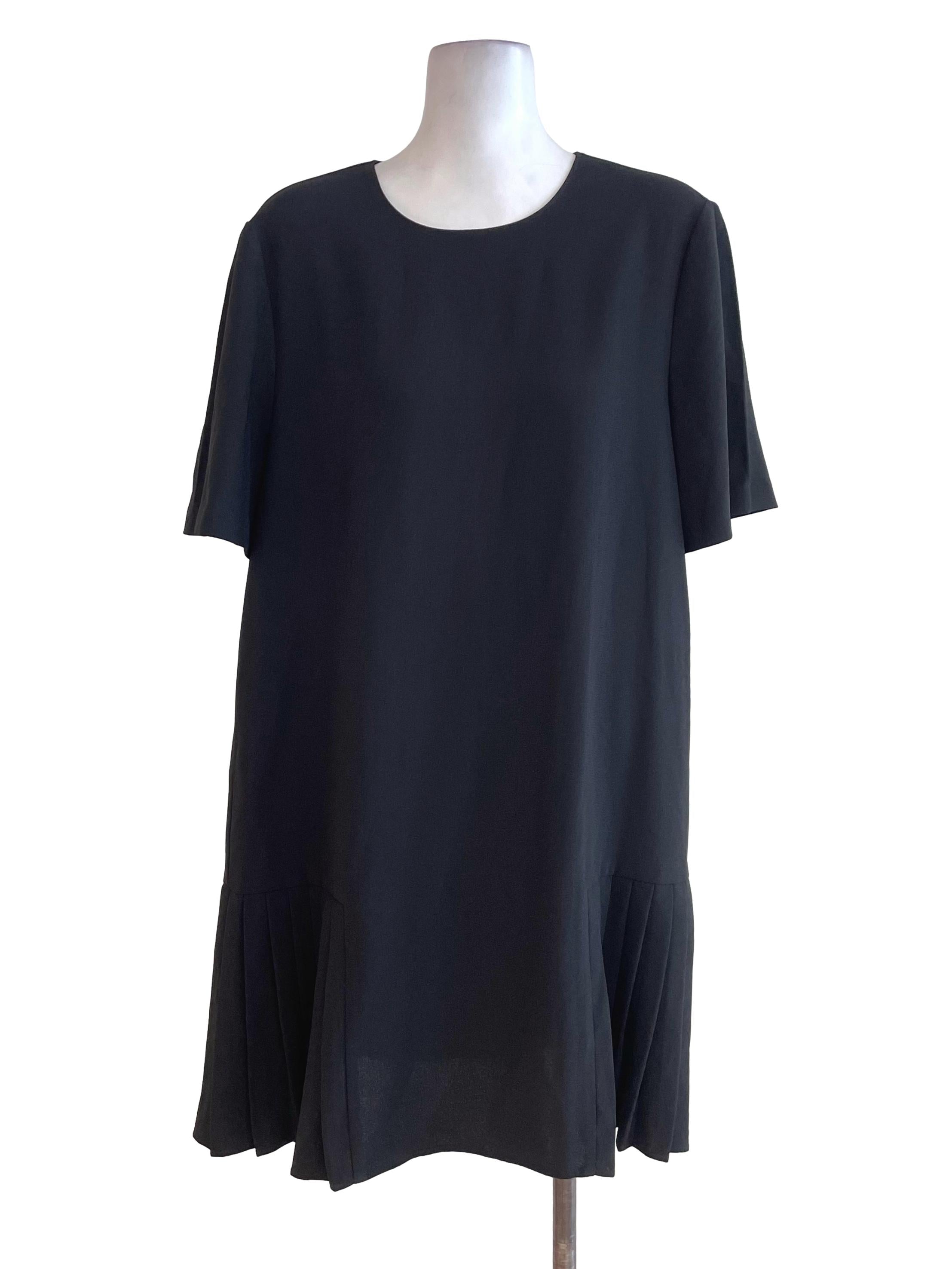 Black Pleated Tee Dress