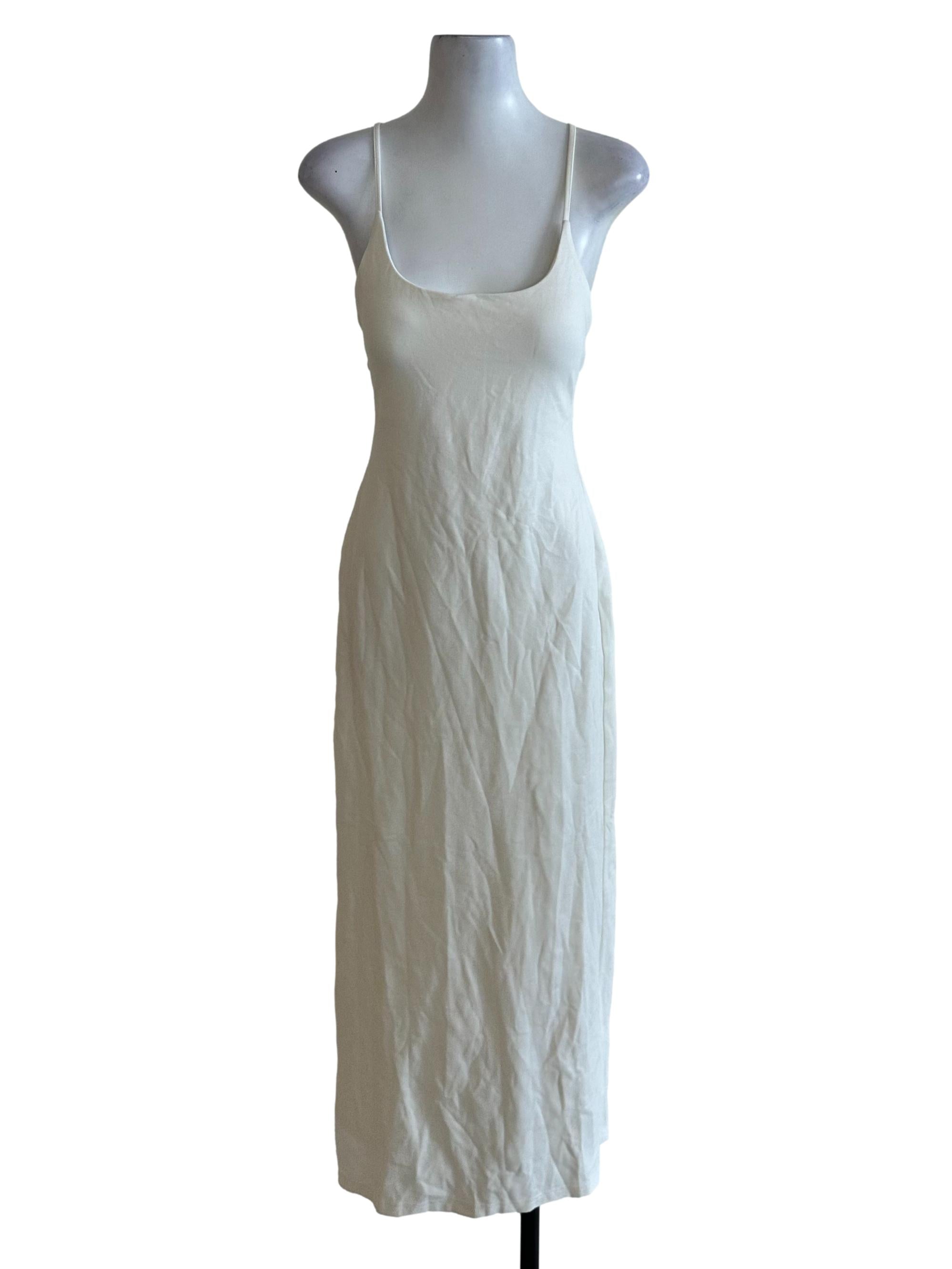 Ivory White Scoop Back Overlap Bodycon Dress