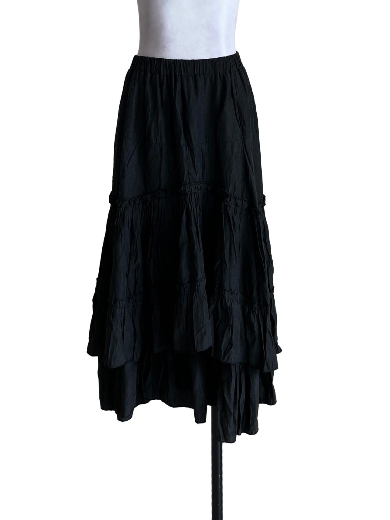 Black Tiered Lined Skirt