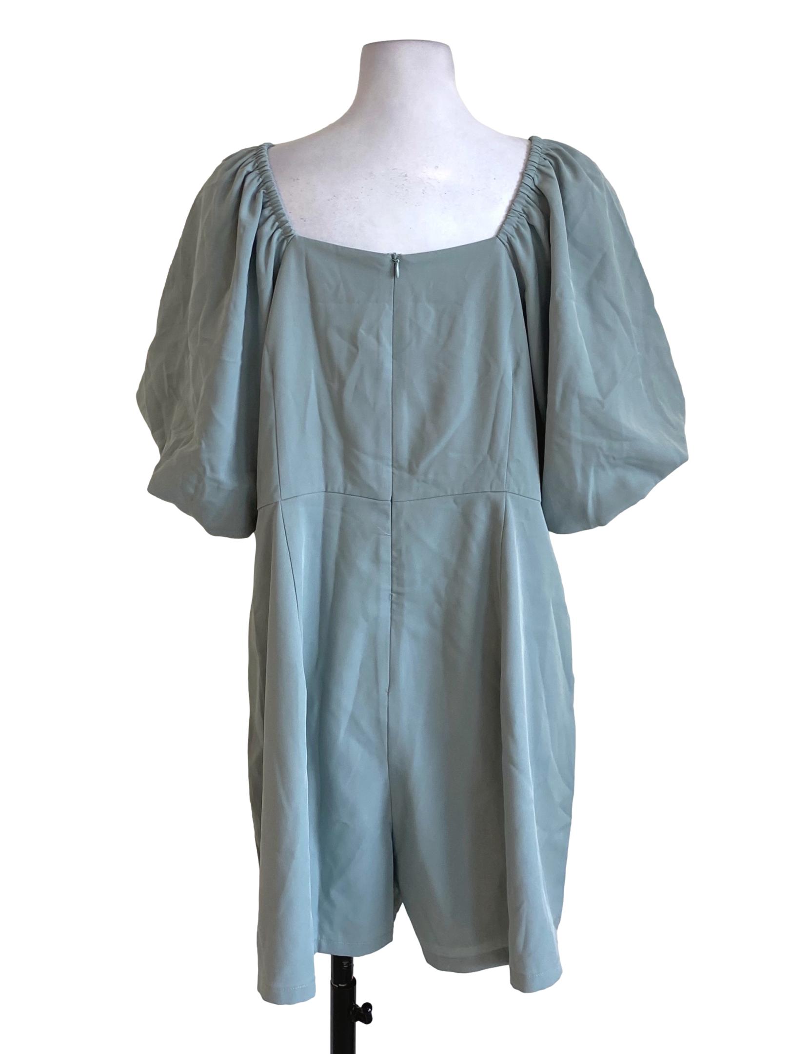 Sage Green Puffed Sleeved Romper