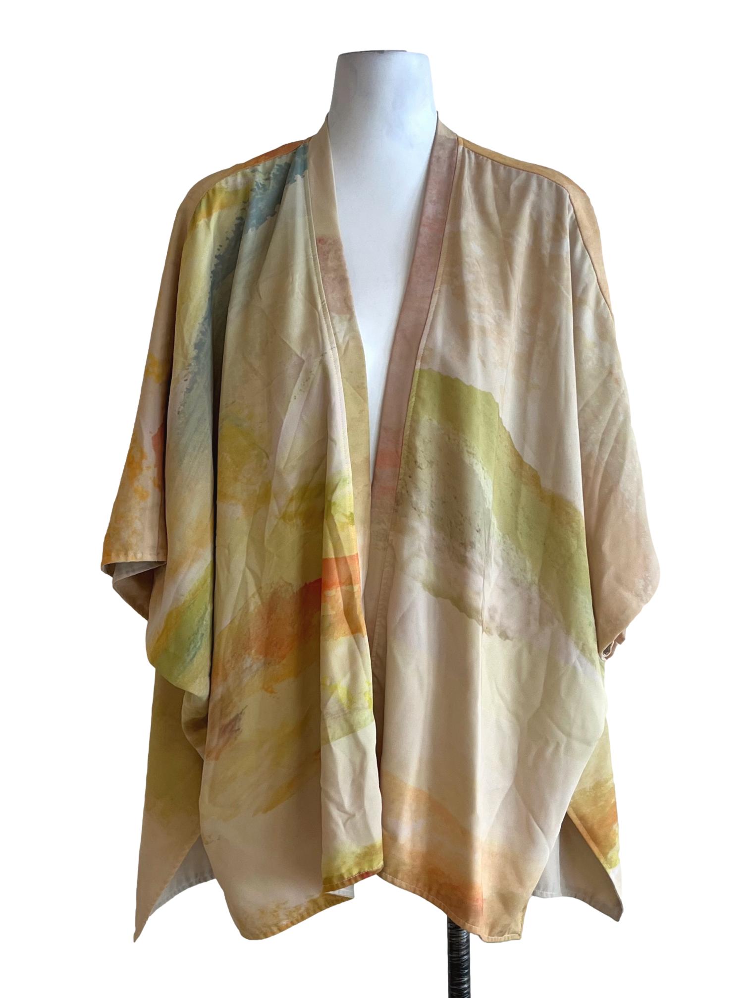 Yellow Abstract Poncho Outerwear