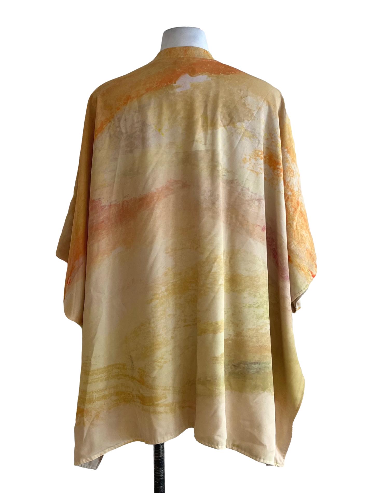 Yellow Abstract Poncho Outerwear