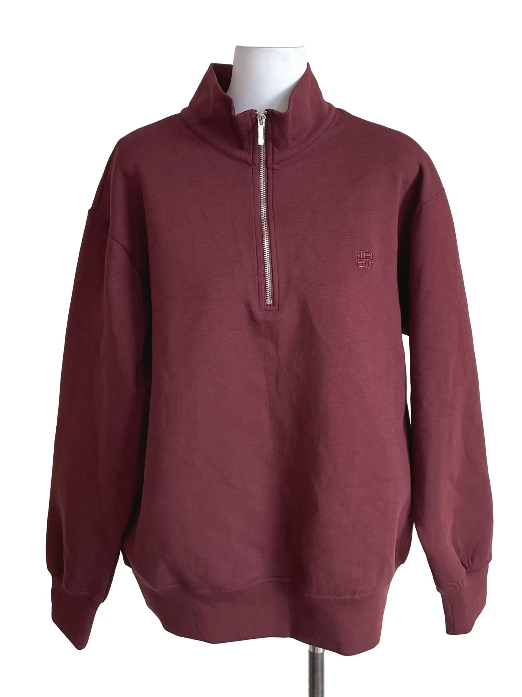 Merlot Zip Up High Neck Sweater