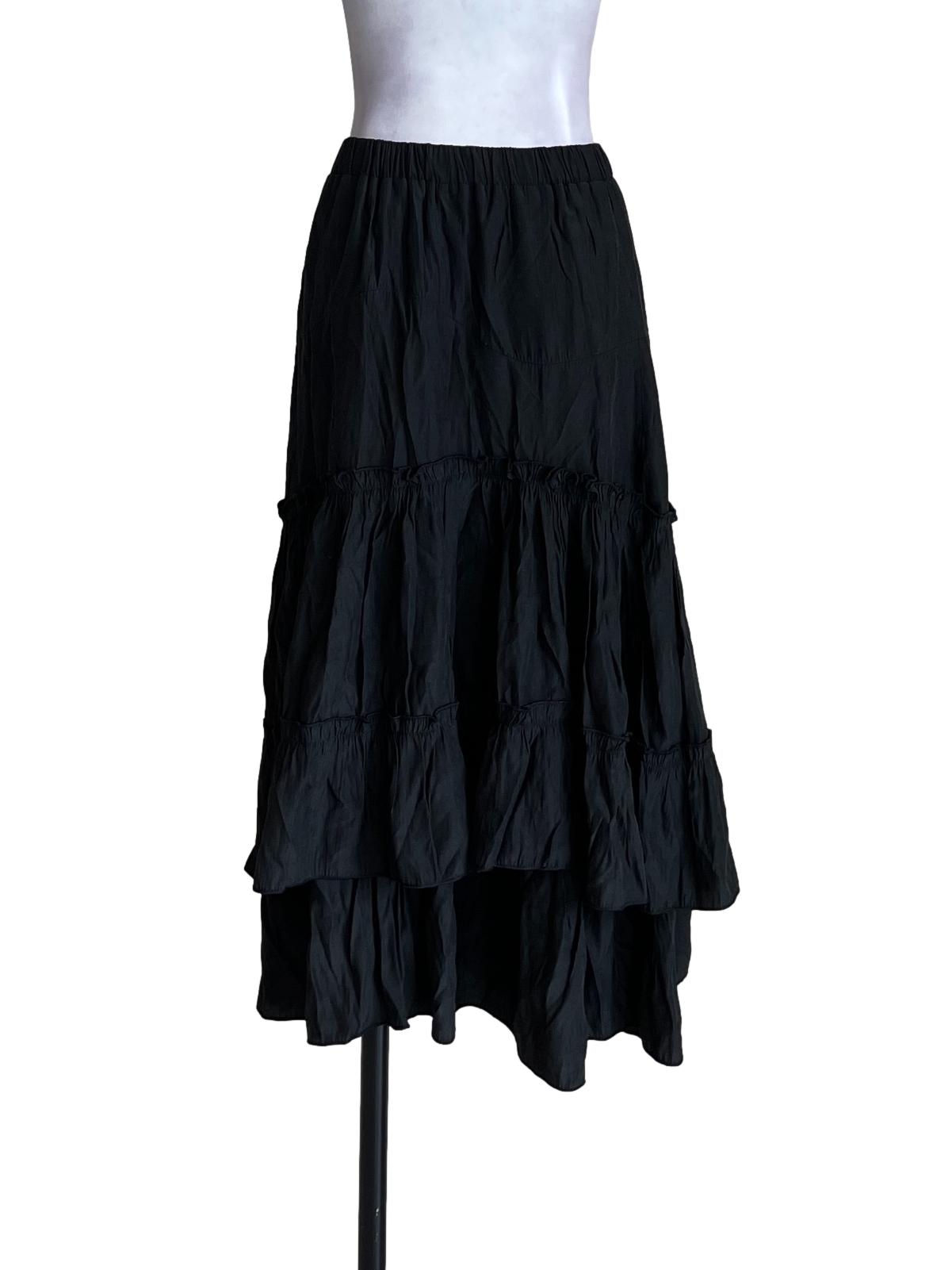 Black Tiered Lined Skirt
