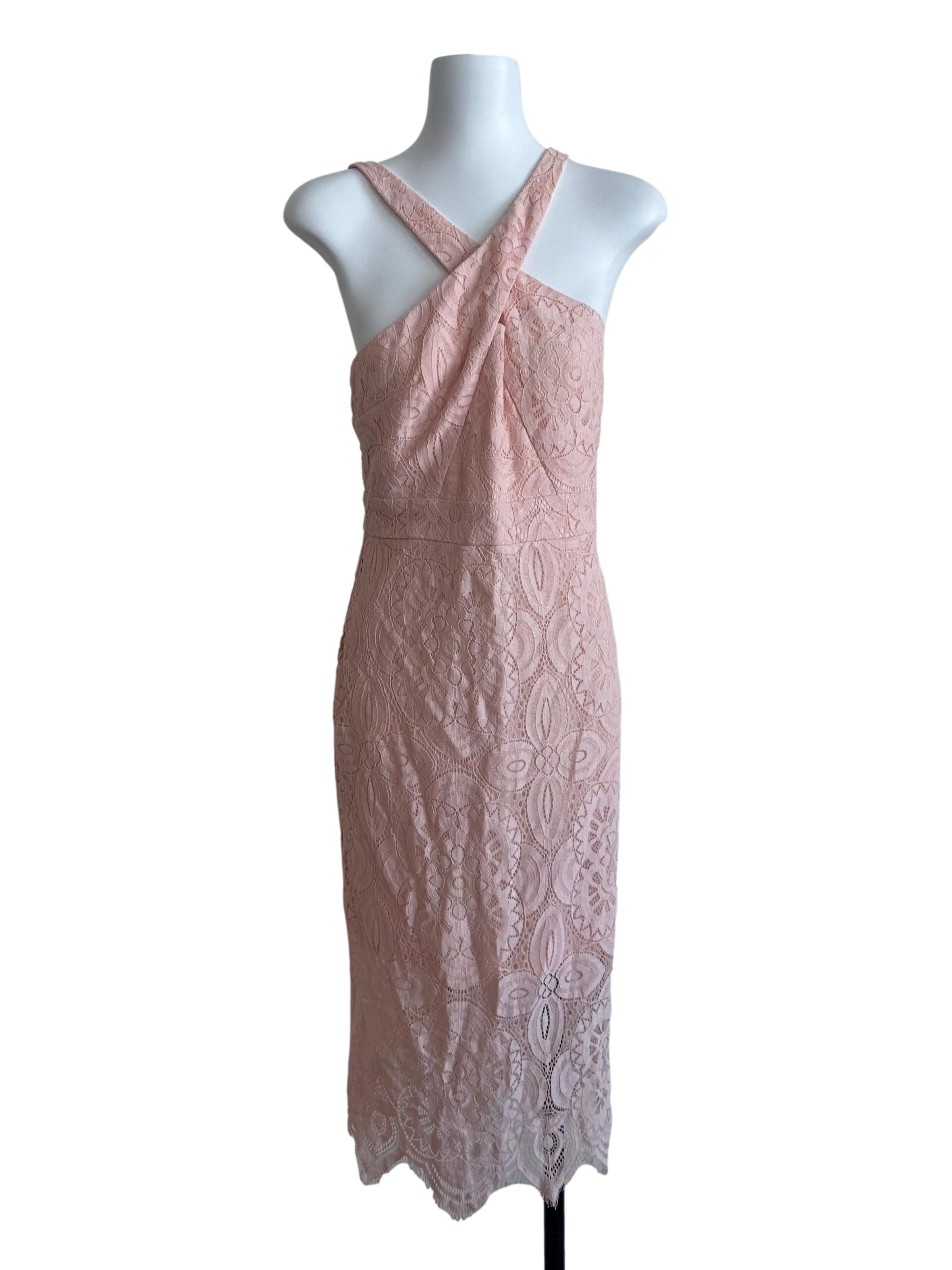 Light Pink Lace Halter Dress
