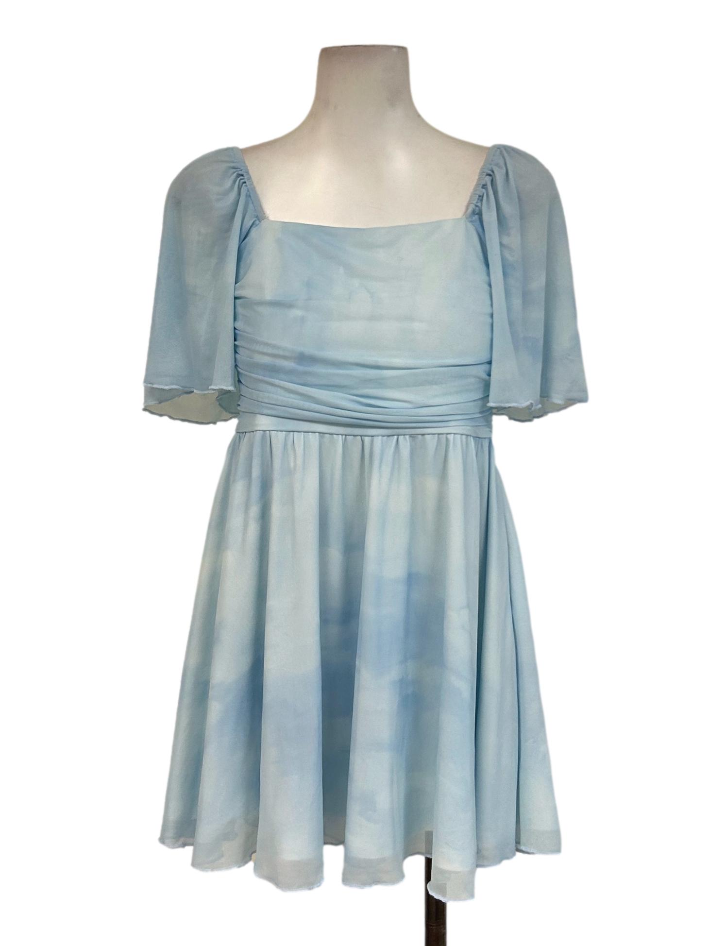 Sky Blue Cloudy Mesh Dress