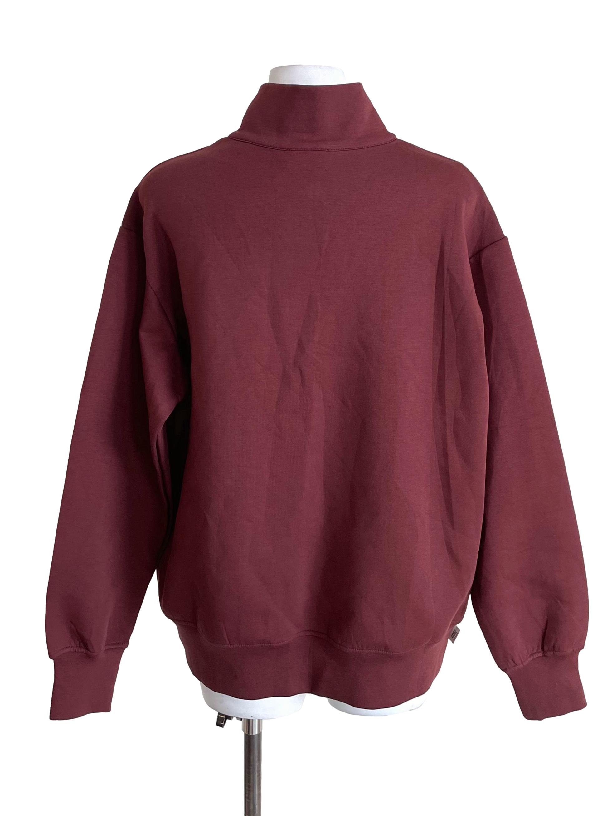 Merlot Zip Up High Neck Sweater