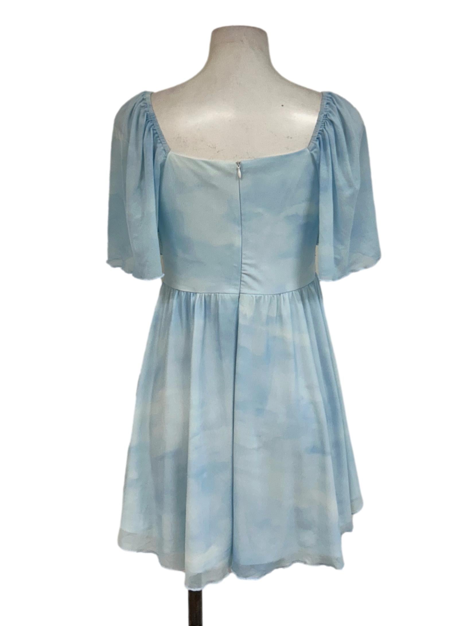 Sky Blue Cloudy Mesh Dress