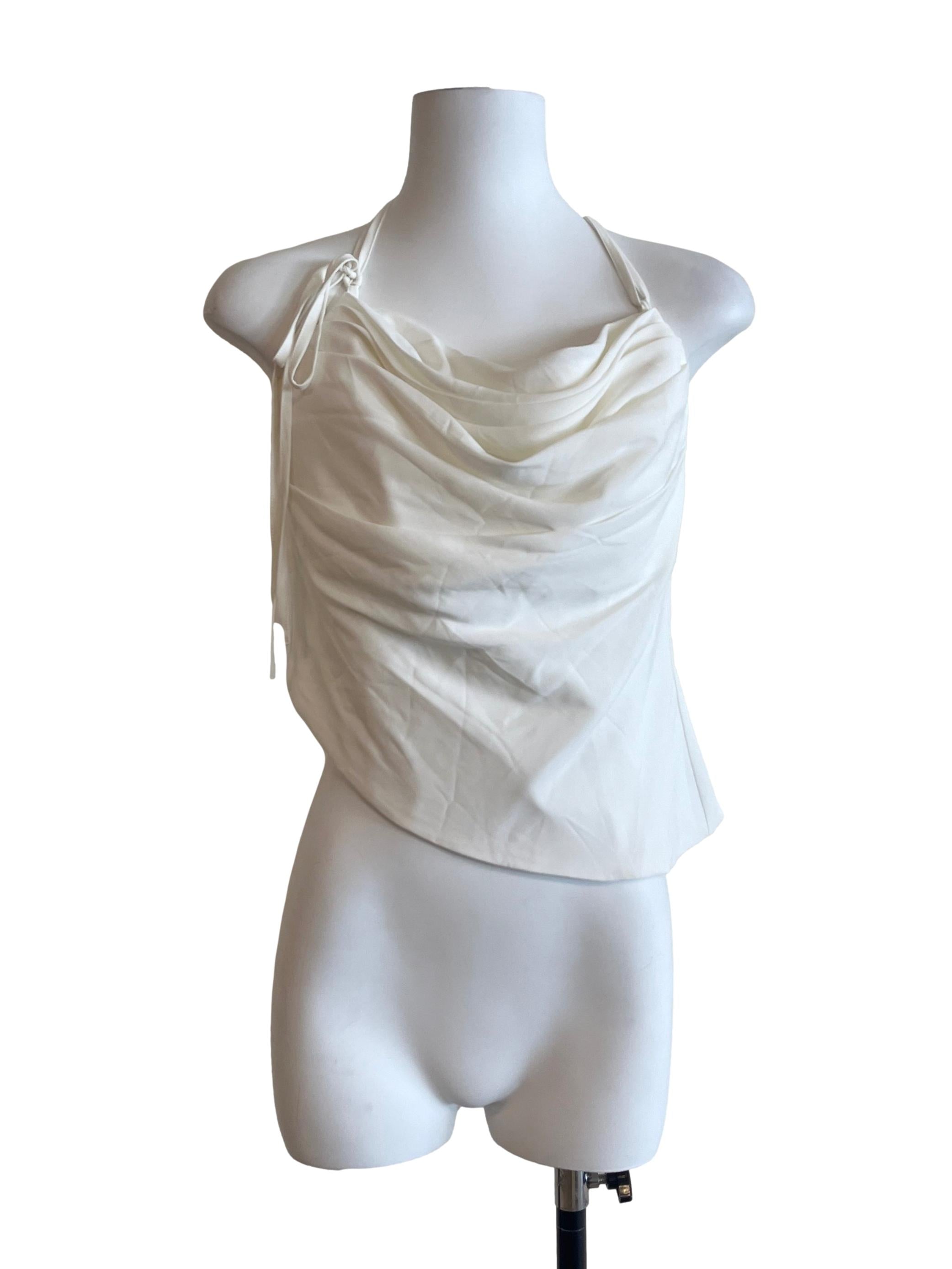 Pearl White Cowl Neck Top