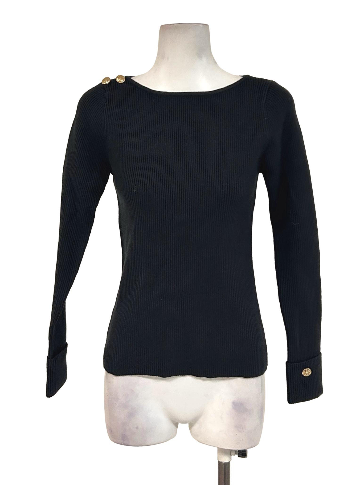 Black Ribbed Elegant Top