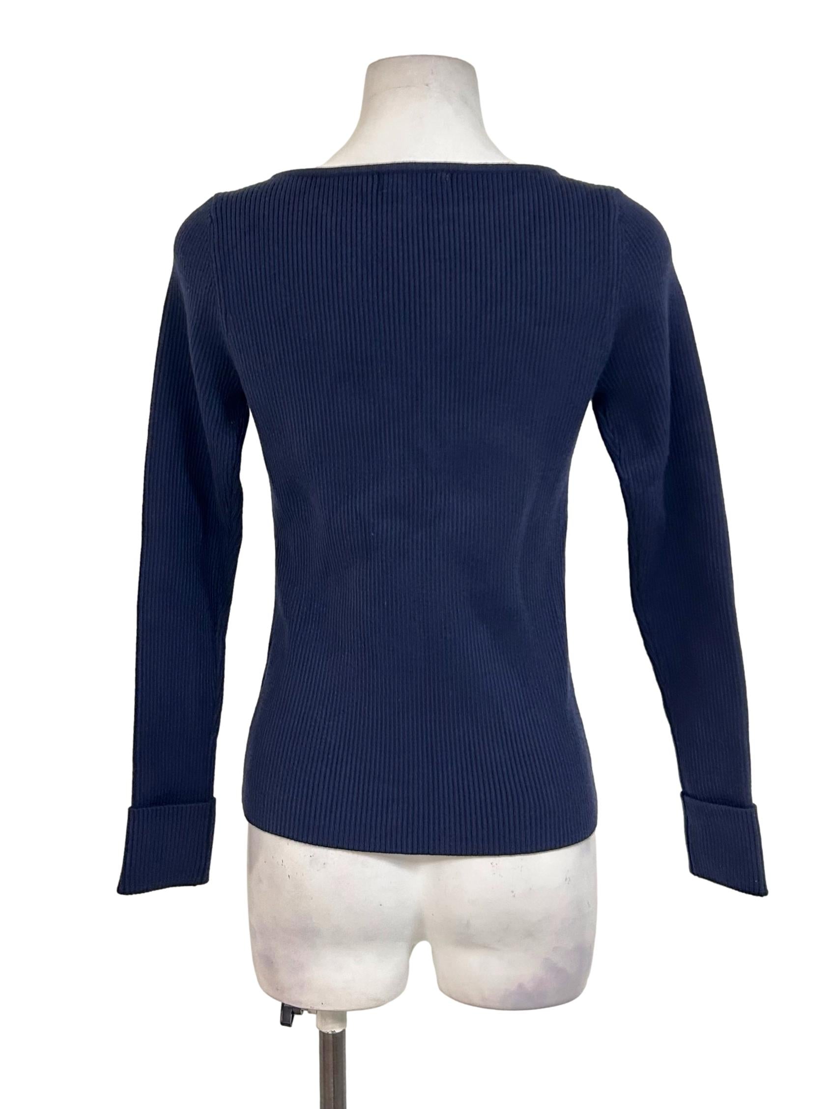 Indigo Blue Ribbed Elegant Top