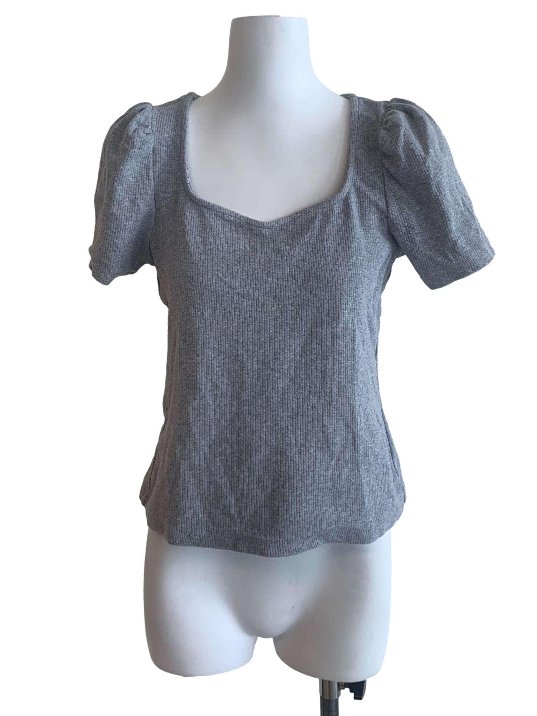 Stone Grey Square Neck Top