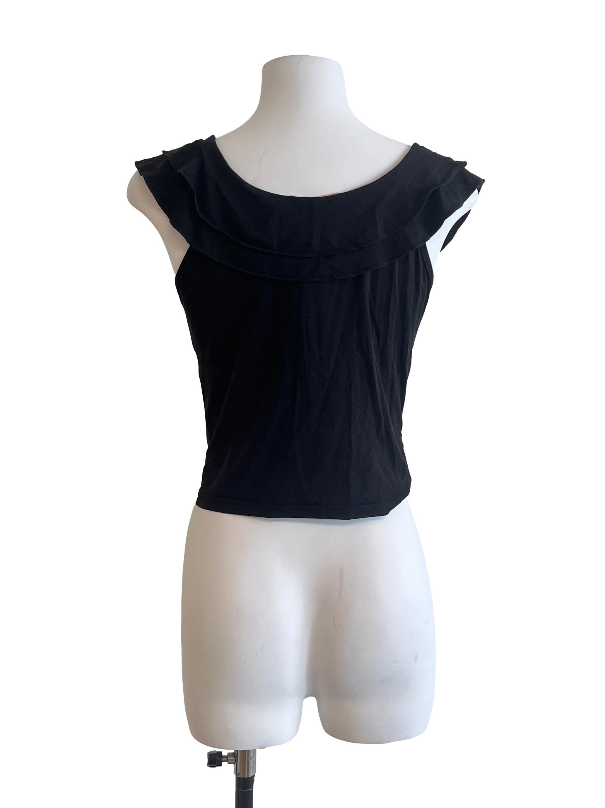 Pitch Black V Neck Short Sleeve Top