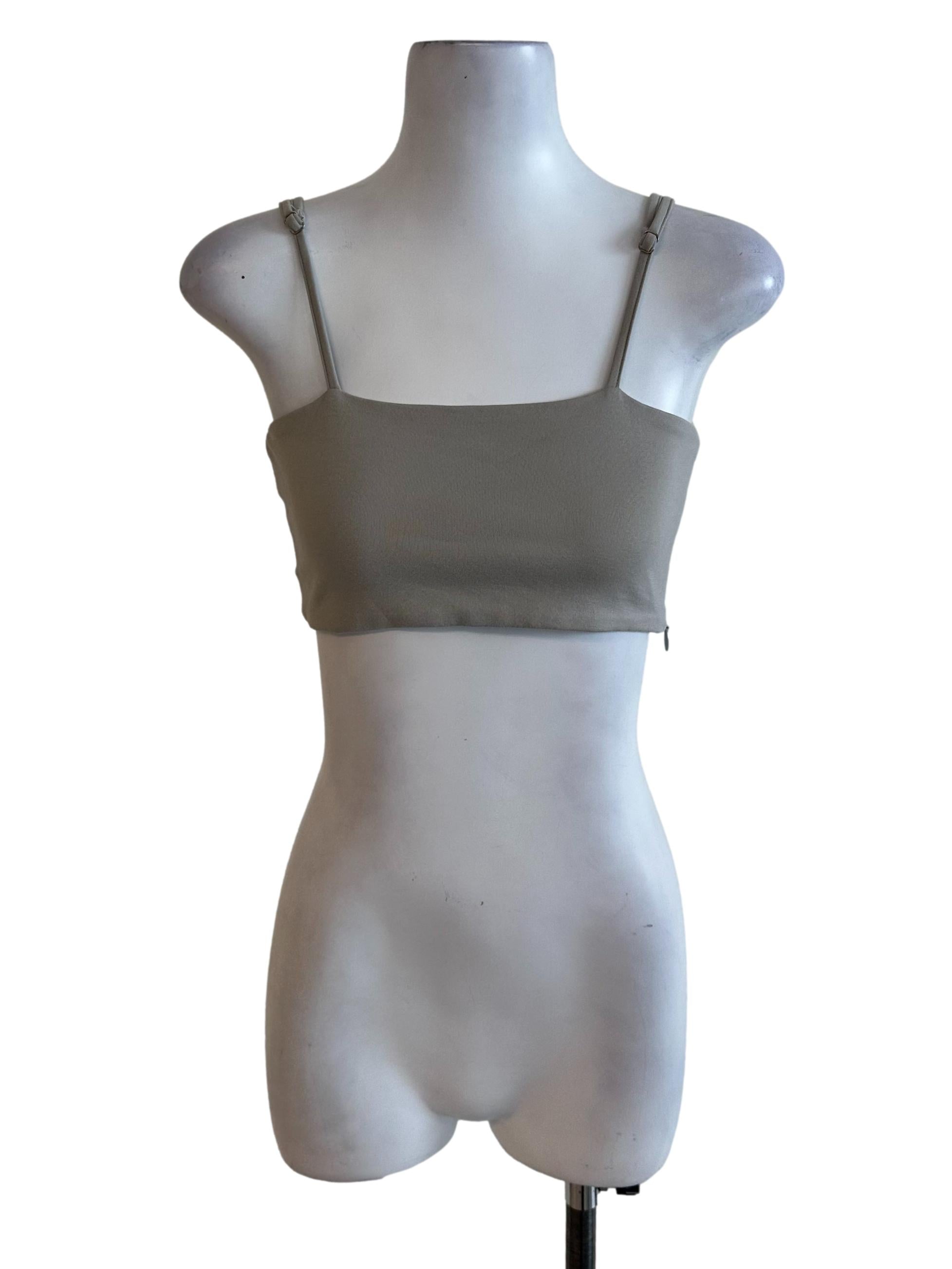 Ash Grey Square Neck Crop Top