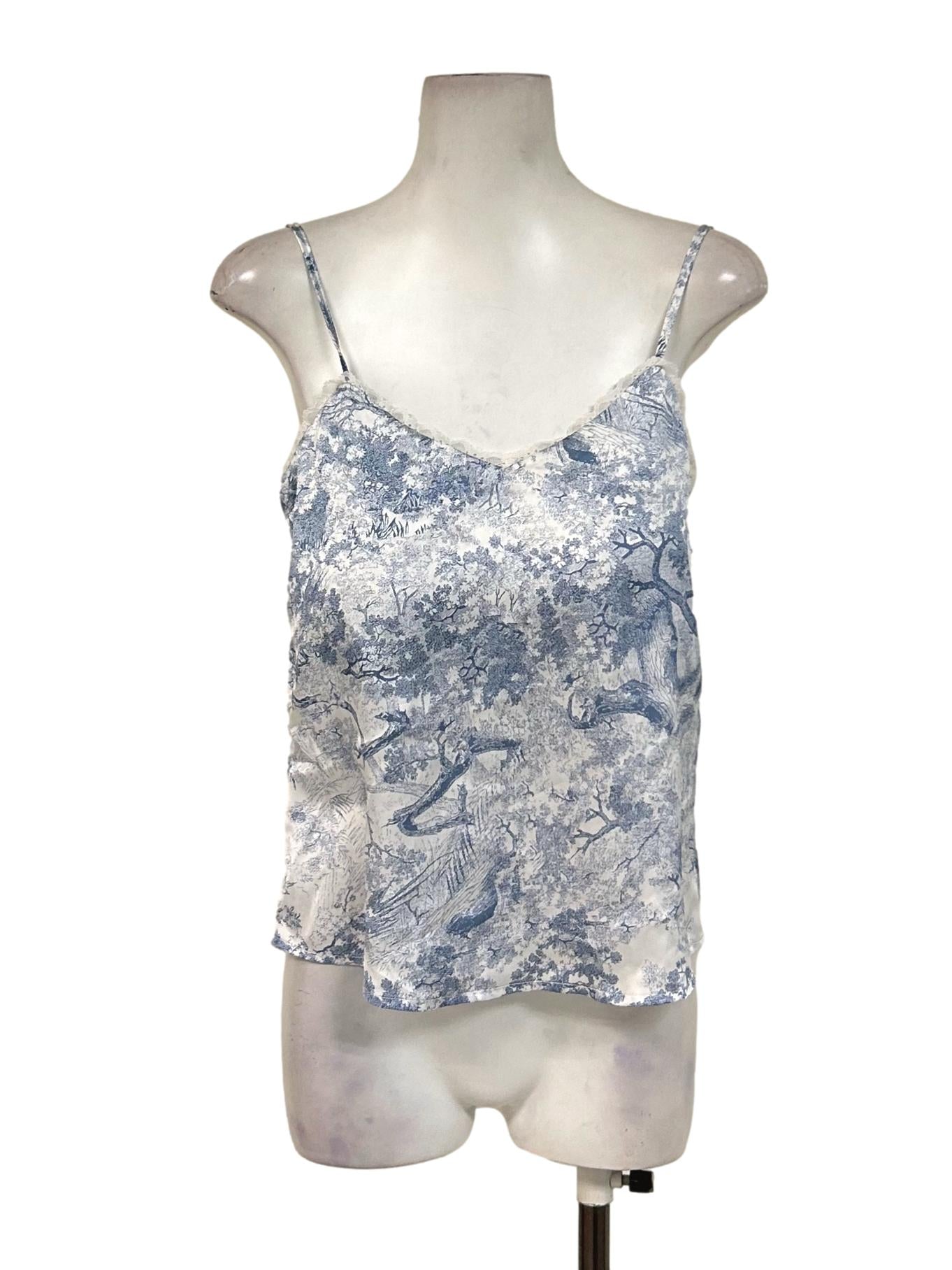 Cobalt Blue And White Printed Cami Top
