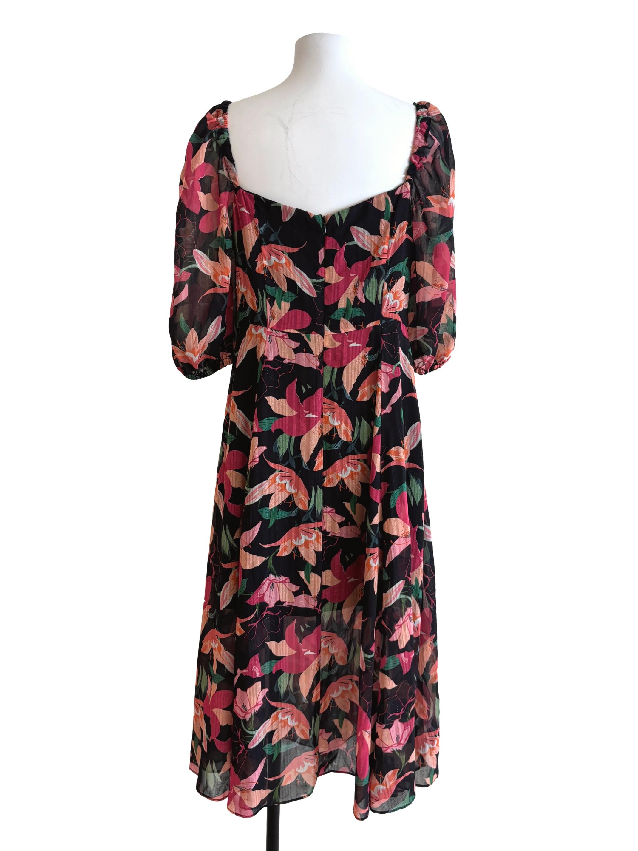 Soft Black Blush Pink Sweetheart Floral Dress