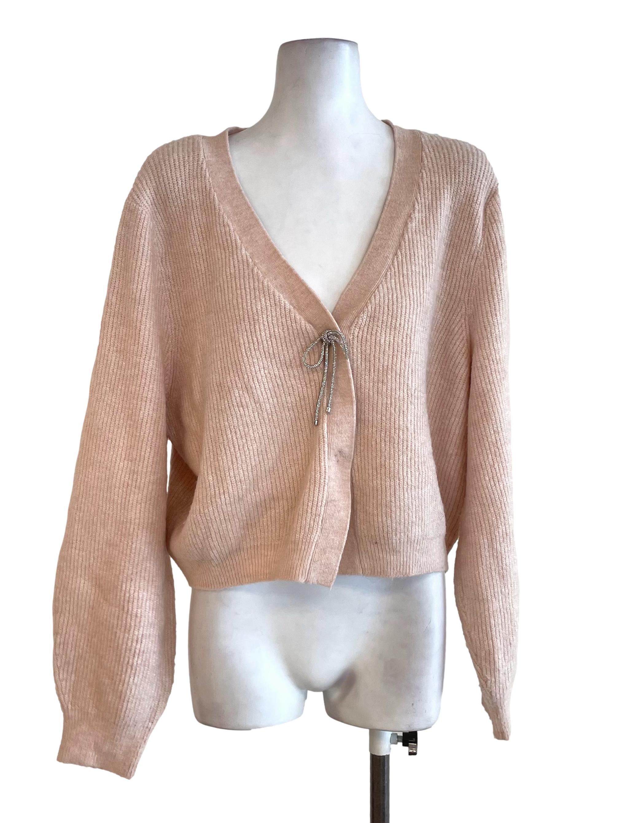 Pink Rhinestone Bow Cardigan