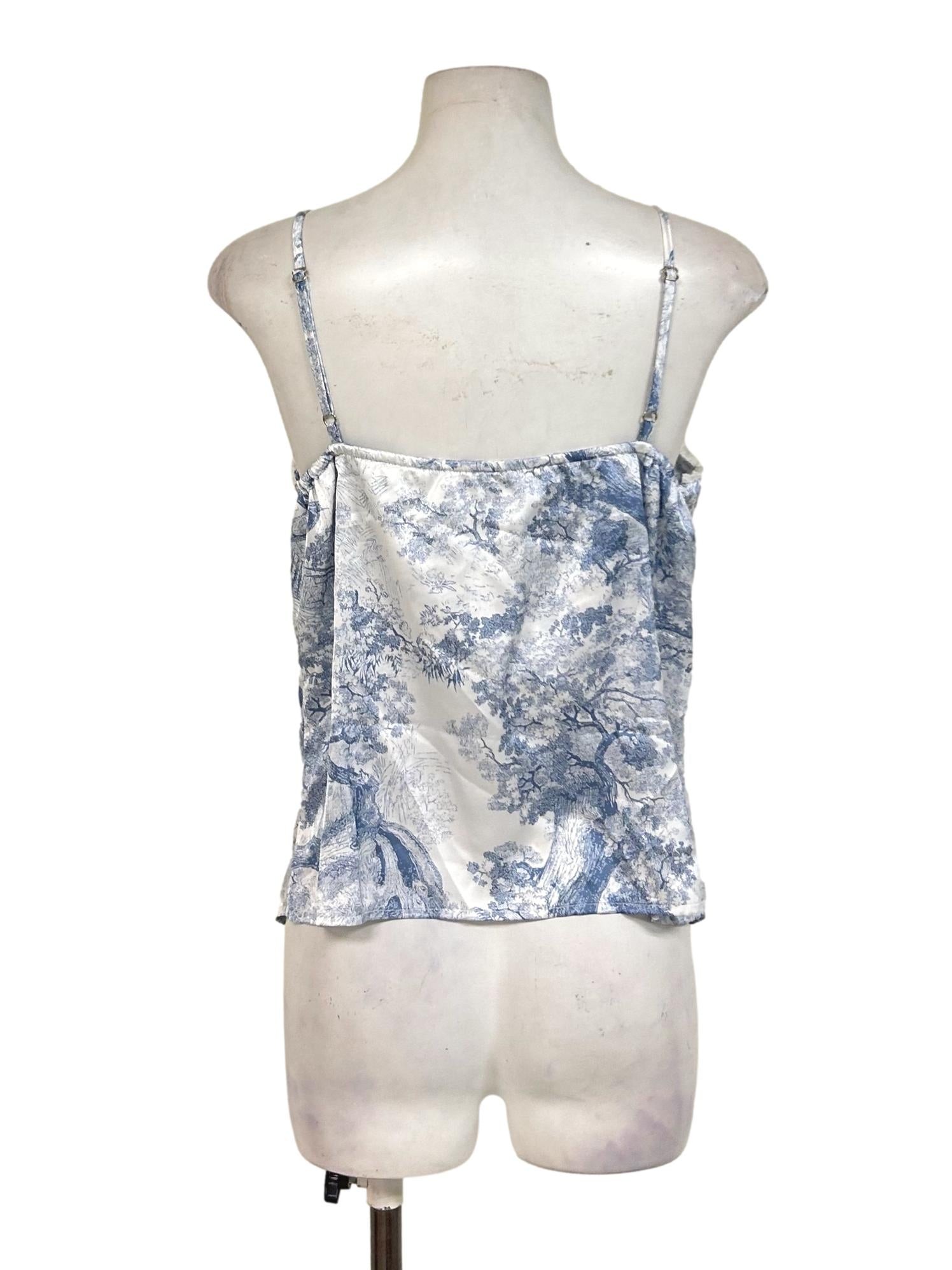 Cobalt Blue And White Printed Cami Top