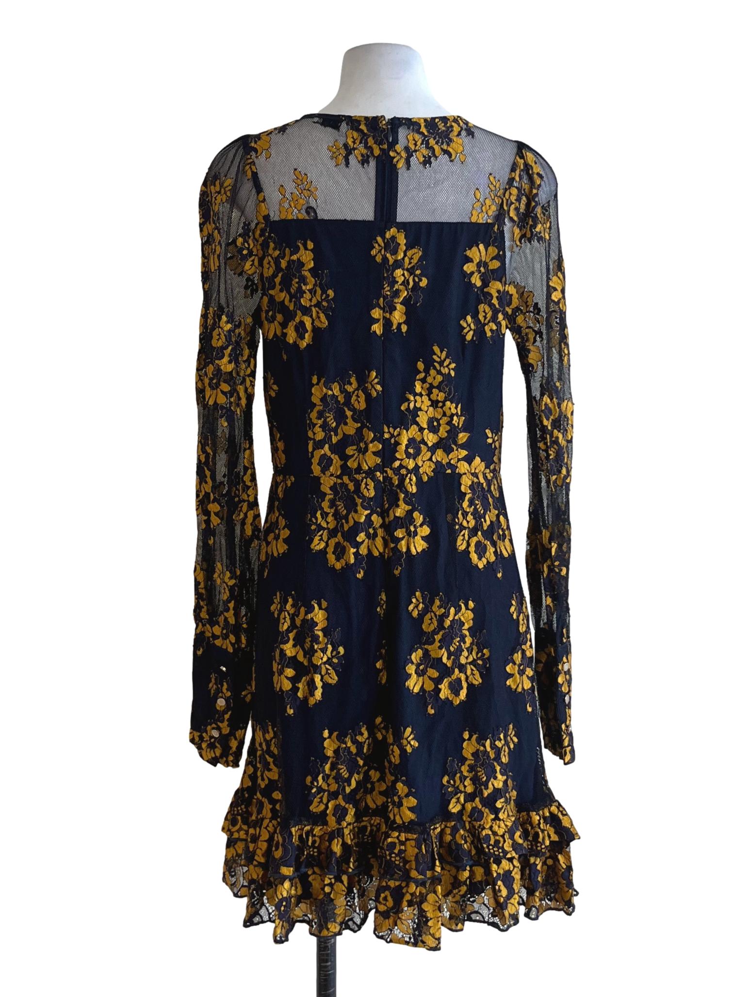Navy Blue Lace Empire Dress