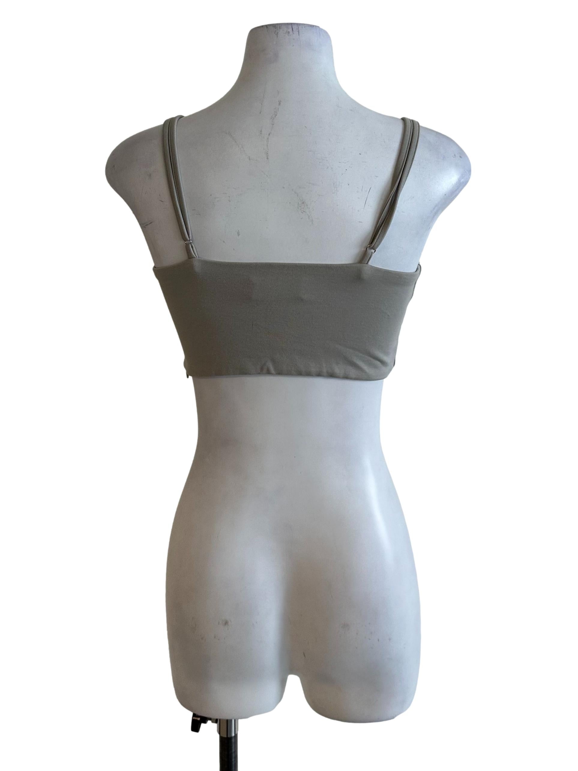 Ash Grey Square Neck Crop Top